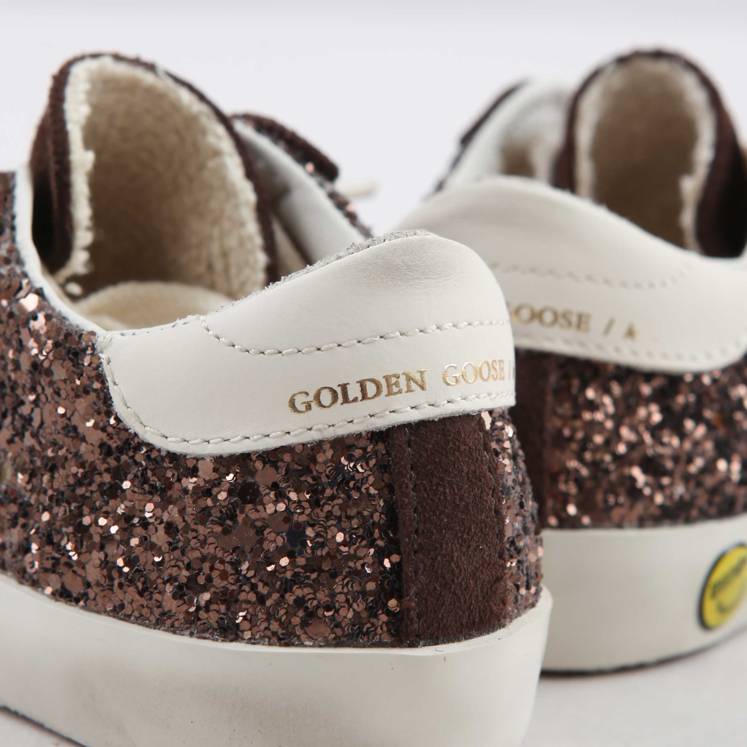 Super Star Glitter Brown Sneakers for Kids By GOLDEN GOOSE
