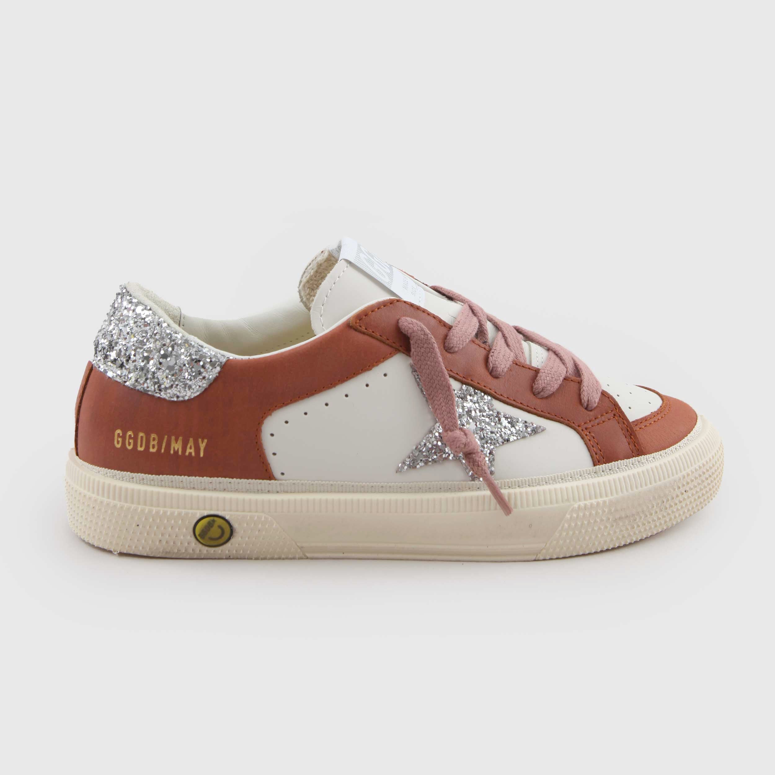 Sneakers May Glitter Bianche e Rosse Firmate GOLDEN GOOSE