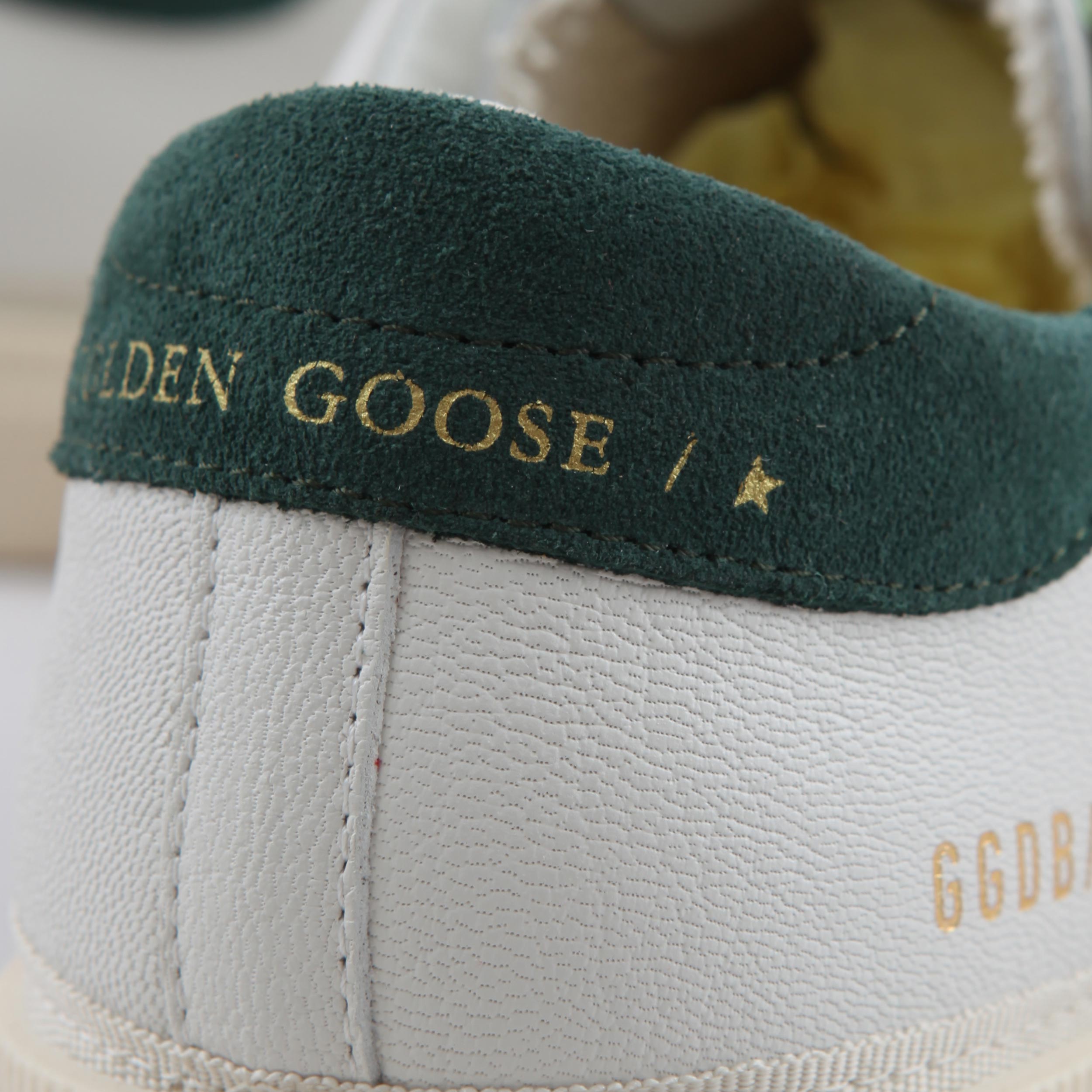 May White Sneakers with Green Details By GOLDEN GOOSE