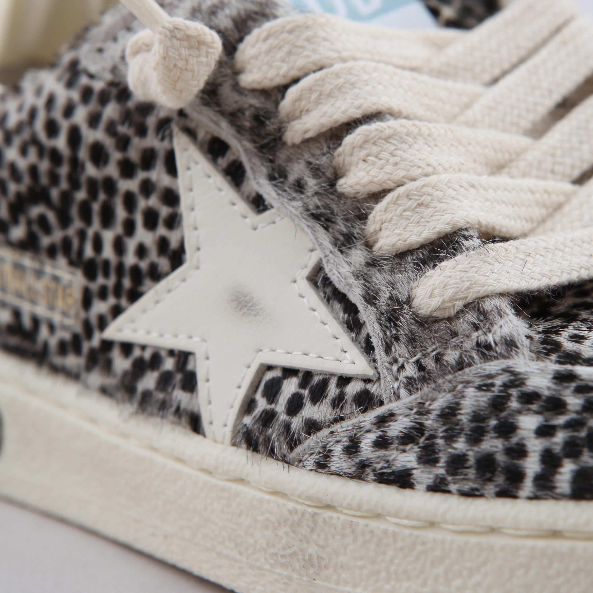 Ball Star Leopardate Sneakers White and Black By GOLDEN GOOSE