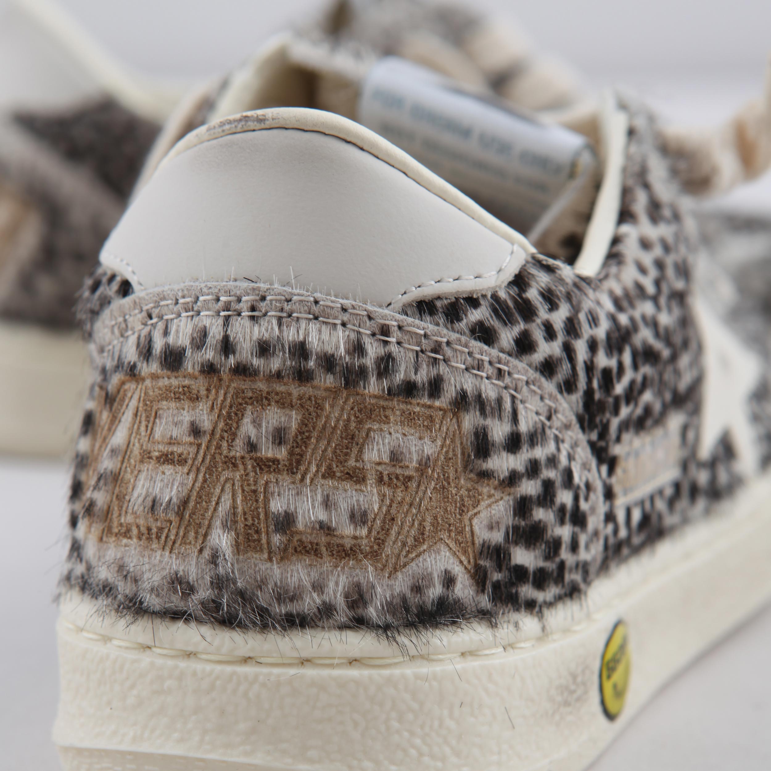 Ball Star Leopardate Sneakers White and Black By GOLDEN GOOSE