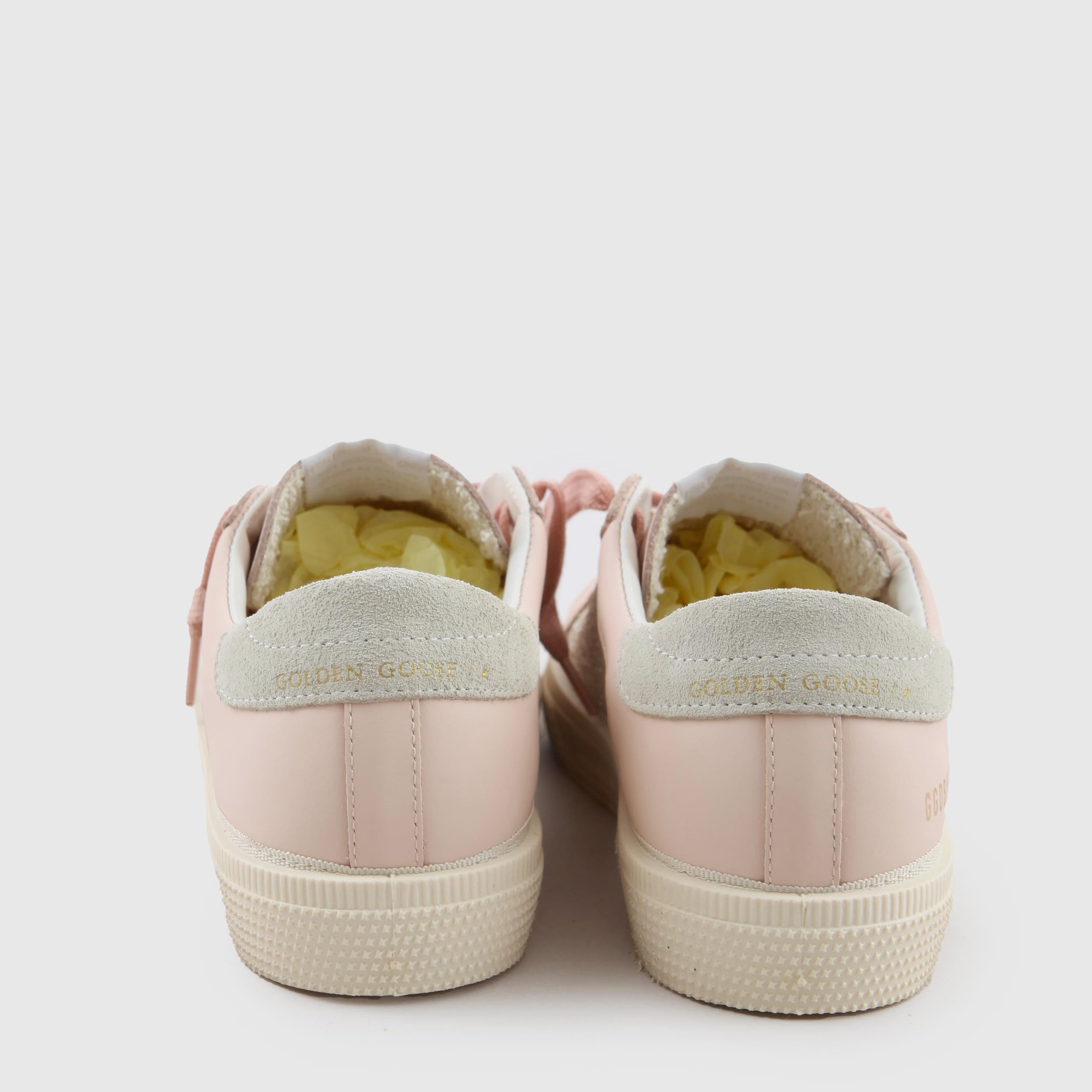 May Sneakers in Leather with Pink Glitter Details By GOLDEN GOOSE