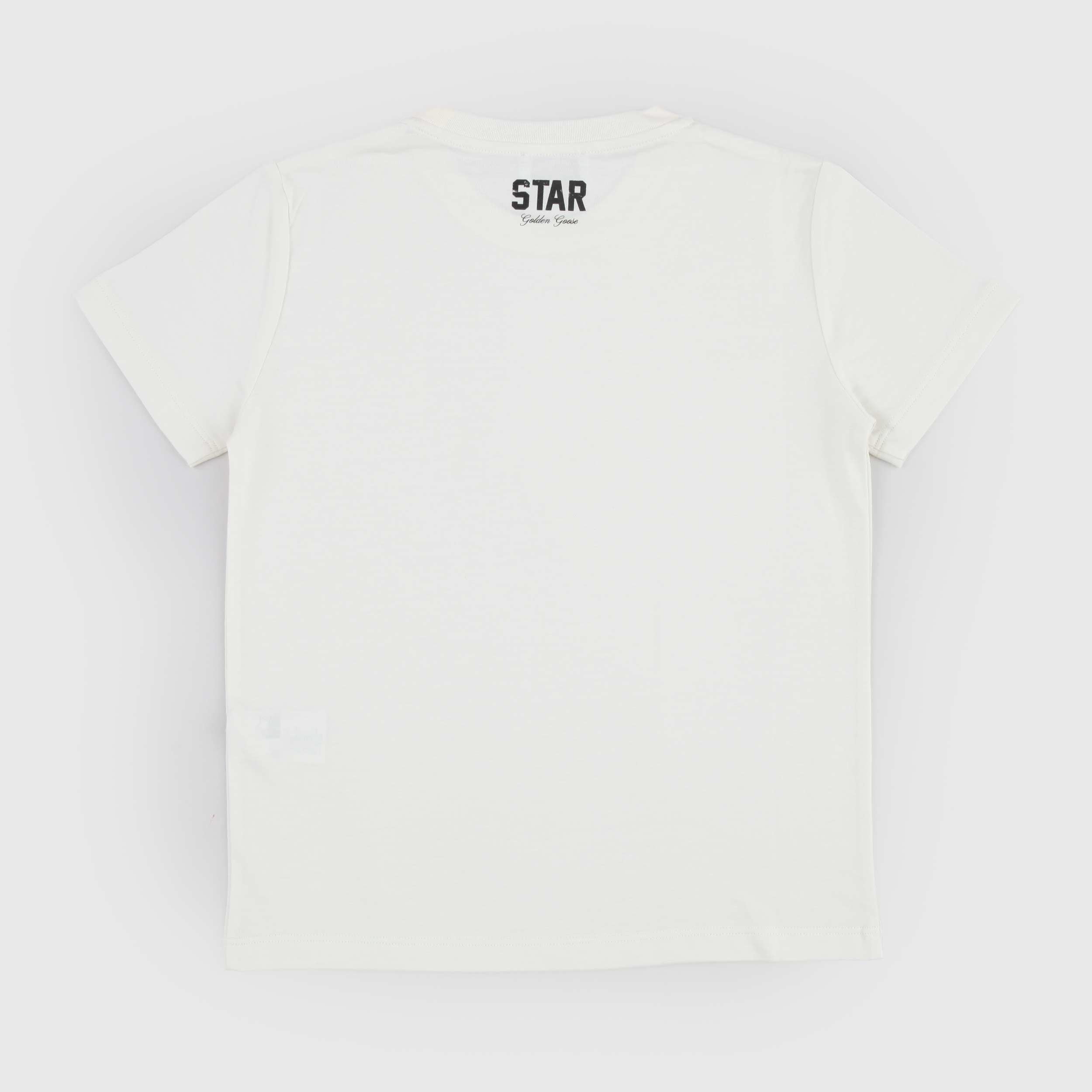 T-shirt Color Latte con Stampa Firmata GOLDEN GOOSE