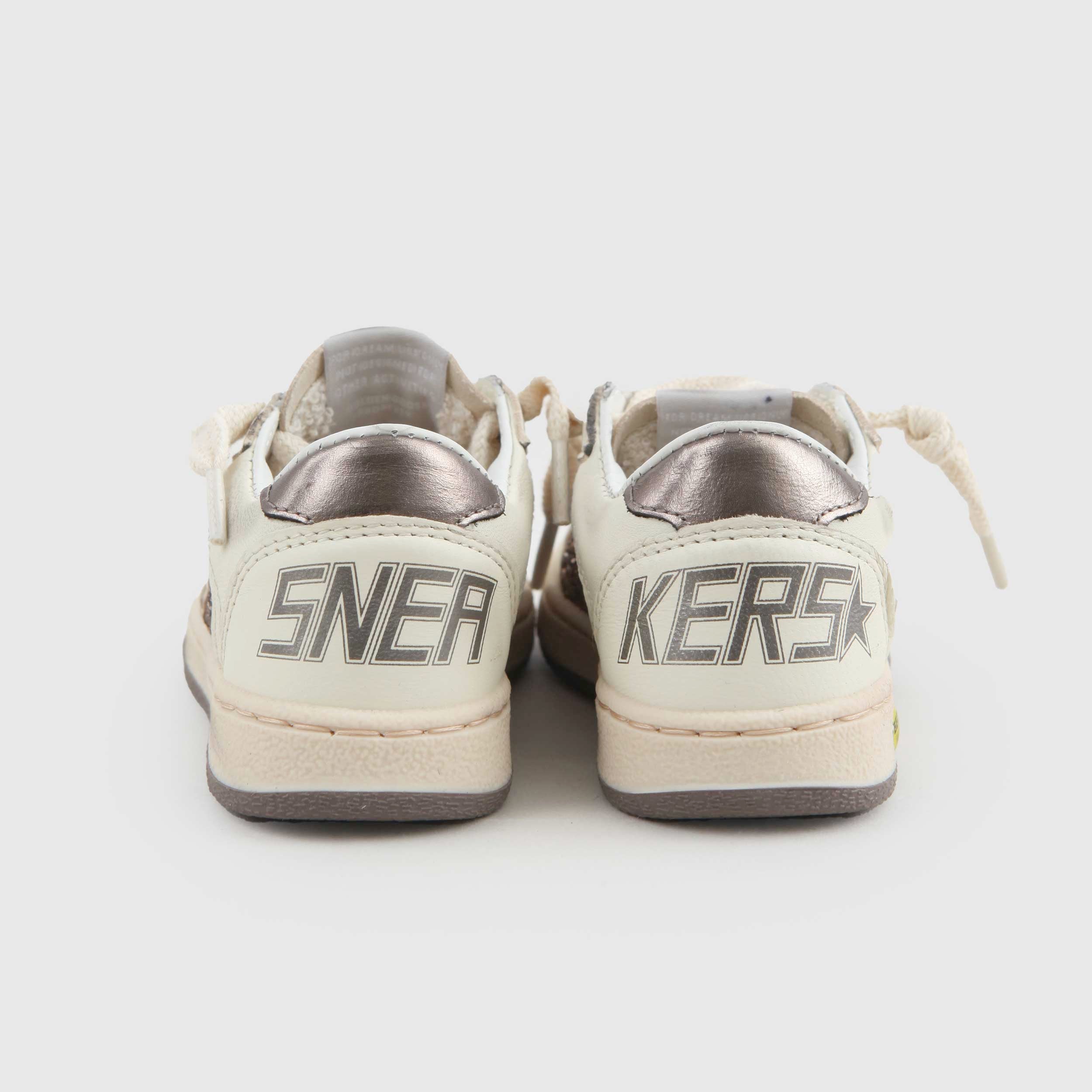 Sneakers Ball Star In Pelle Bianca Con Glitter Firmate GOLDEN GOOSE