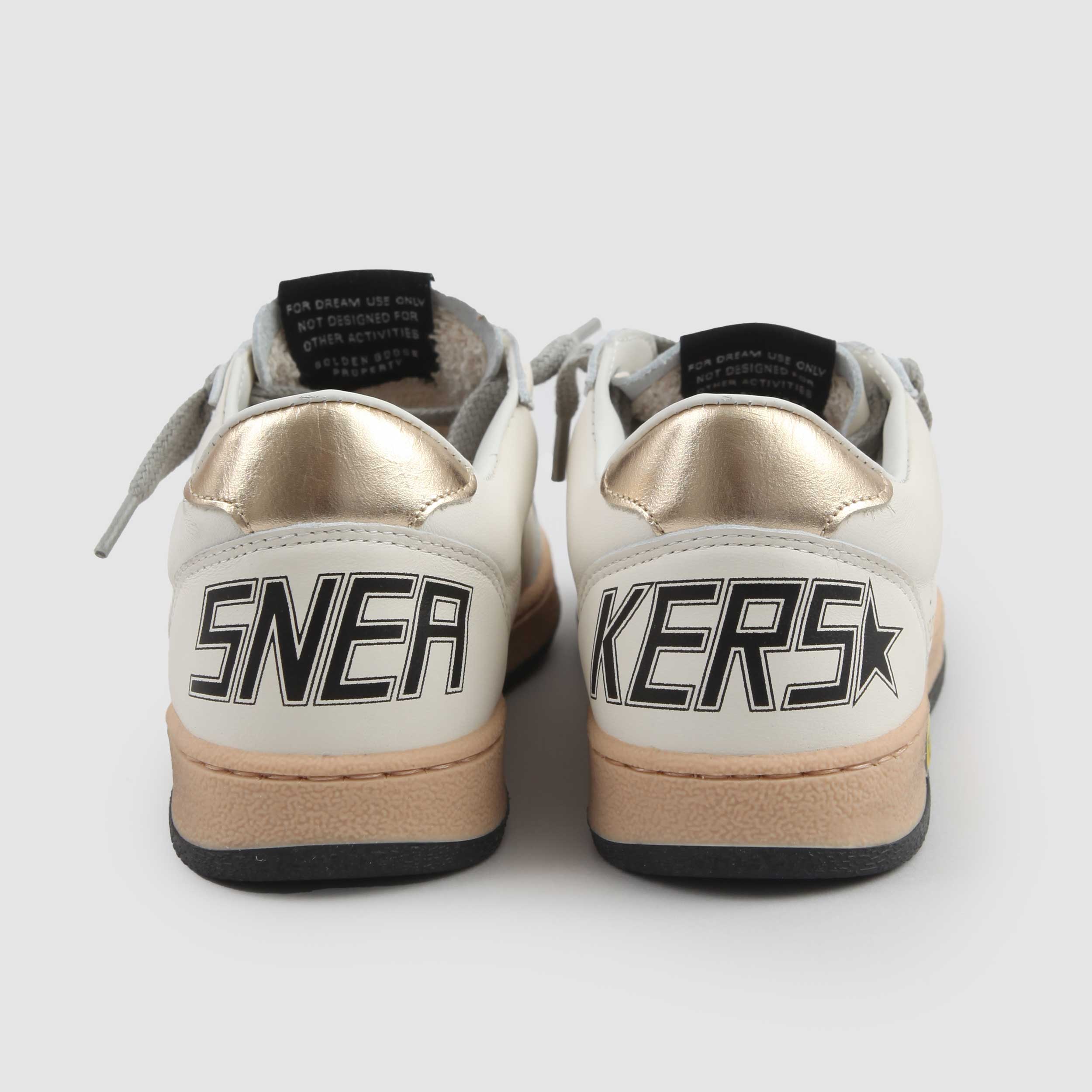 BALL STAR UNISEX WHITE AND GOLD JUNIOR SNEAKERS
