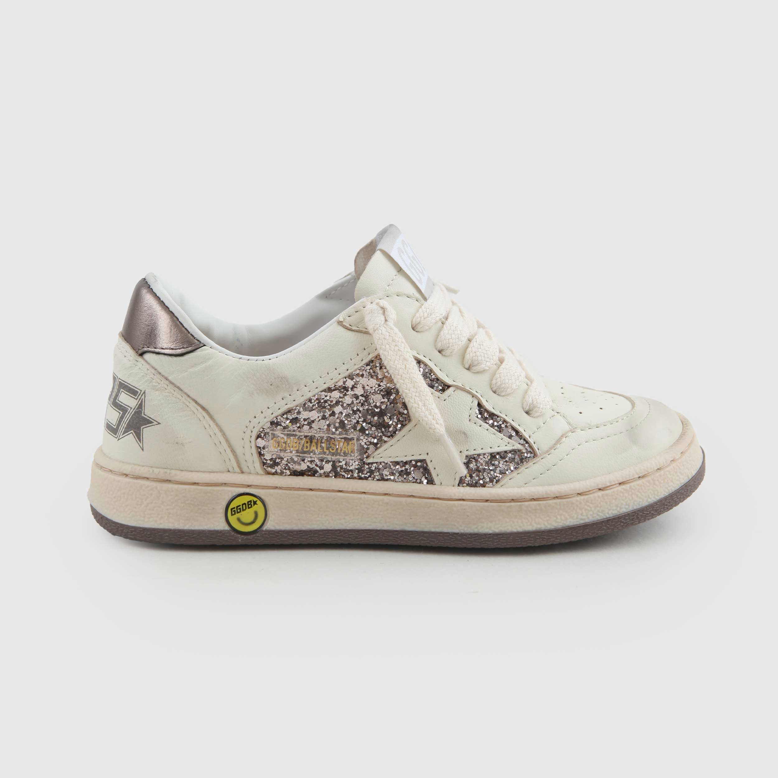 Sneakers Ball Star In Pelle Con Glitter Firmate GOLDEN GOOSE