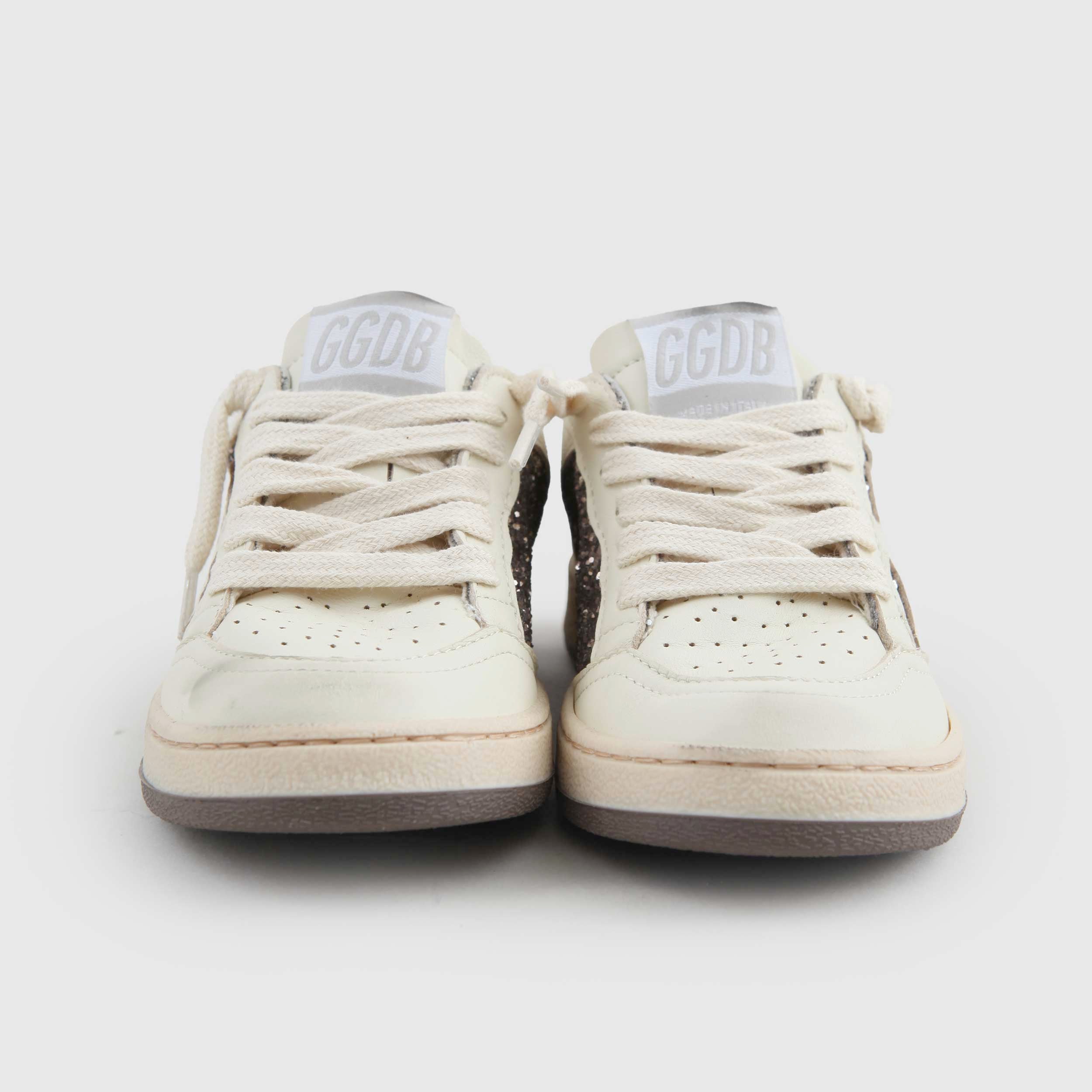 Sneakers Ball Star In Pelle Con Glitter Firmate GOLDEN GOOSE