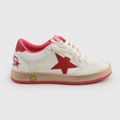 BALL STAR UNISEX WHITE AND RED JUNIOR SNEAKERS