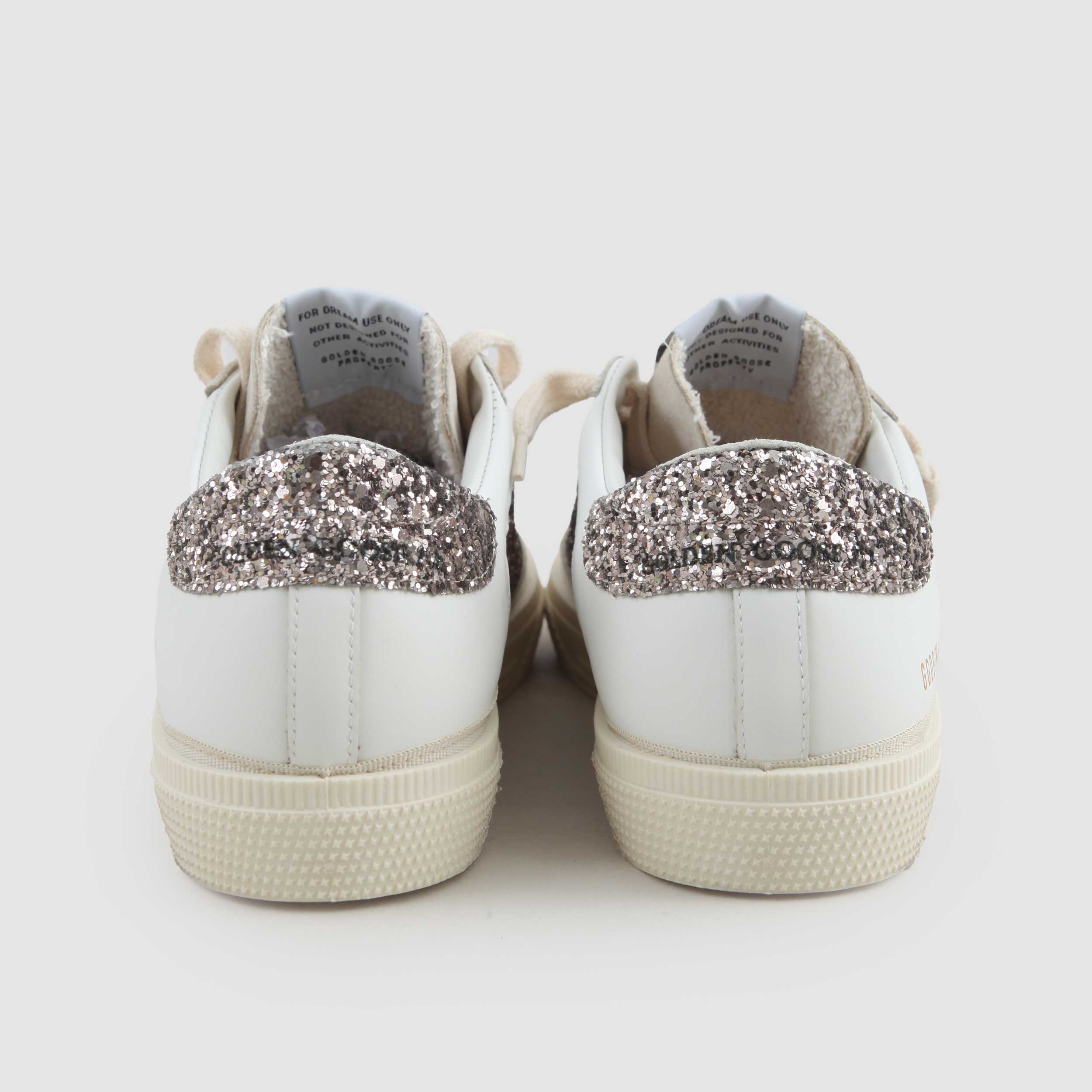 Sneakers May In Pelle Bianca Con Glitter Firmate GOLDEN GOOSE