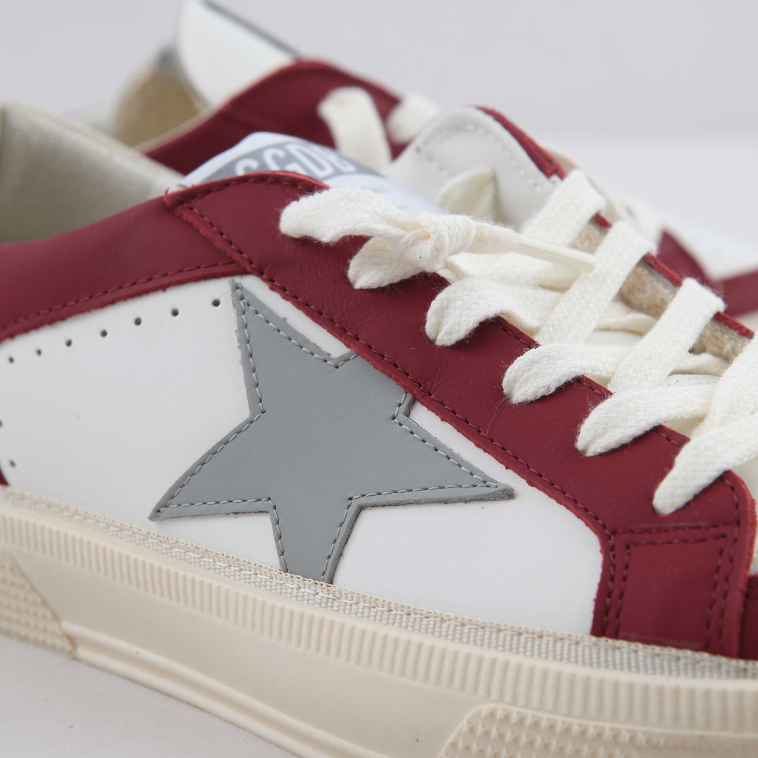 Unisex May White and Red Sneakers By GOLDEN GOOSE