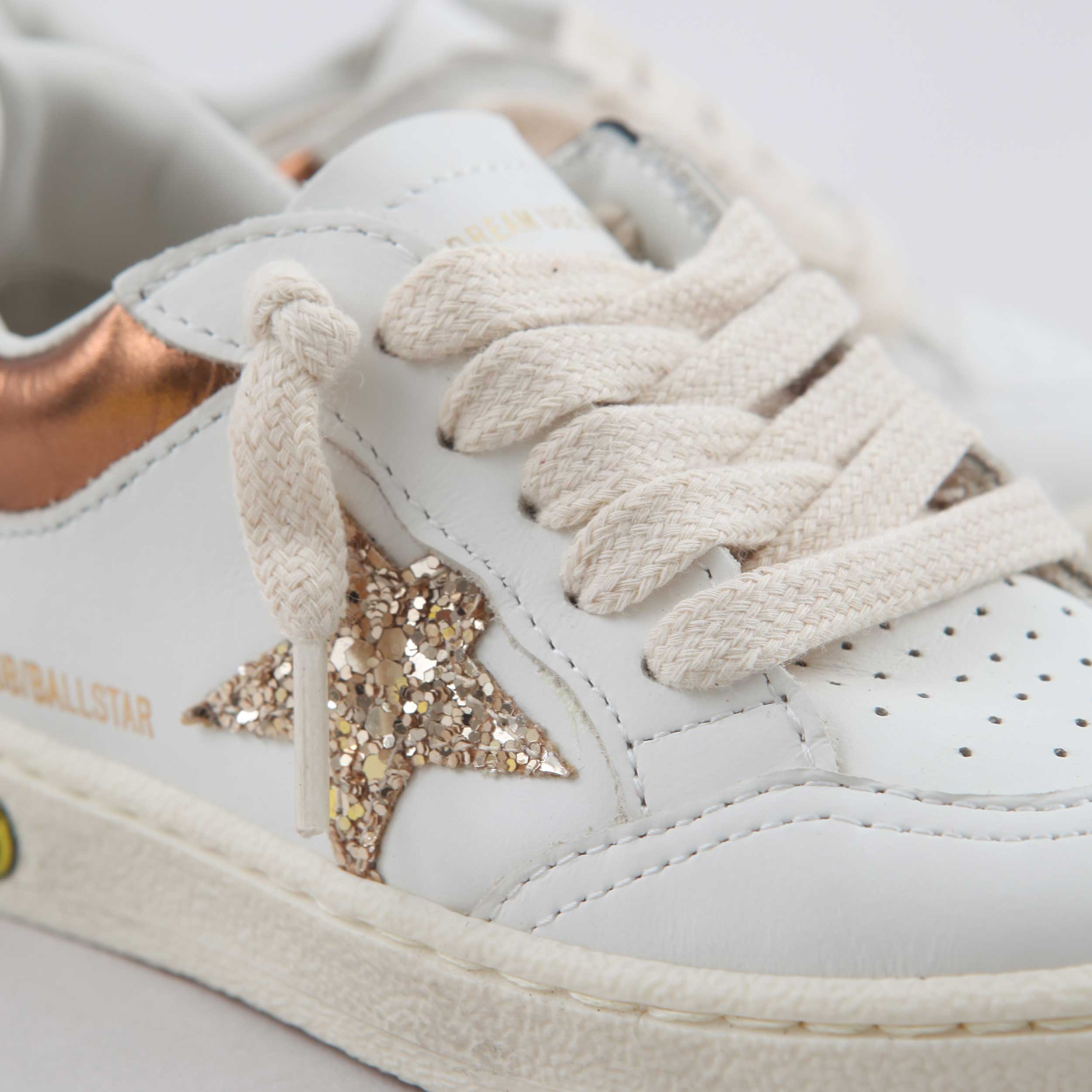 White Ball Star Glitter Star Sneakers by GOLDEN GOOSE