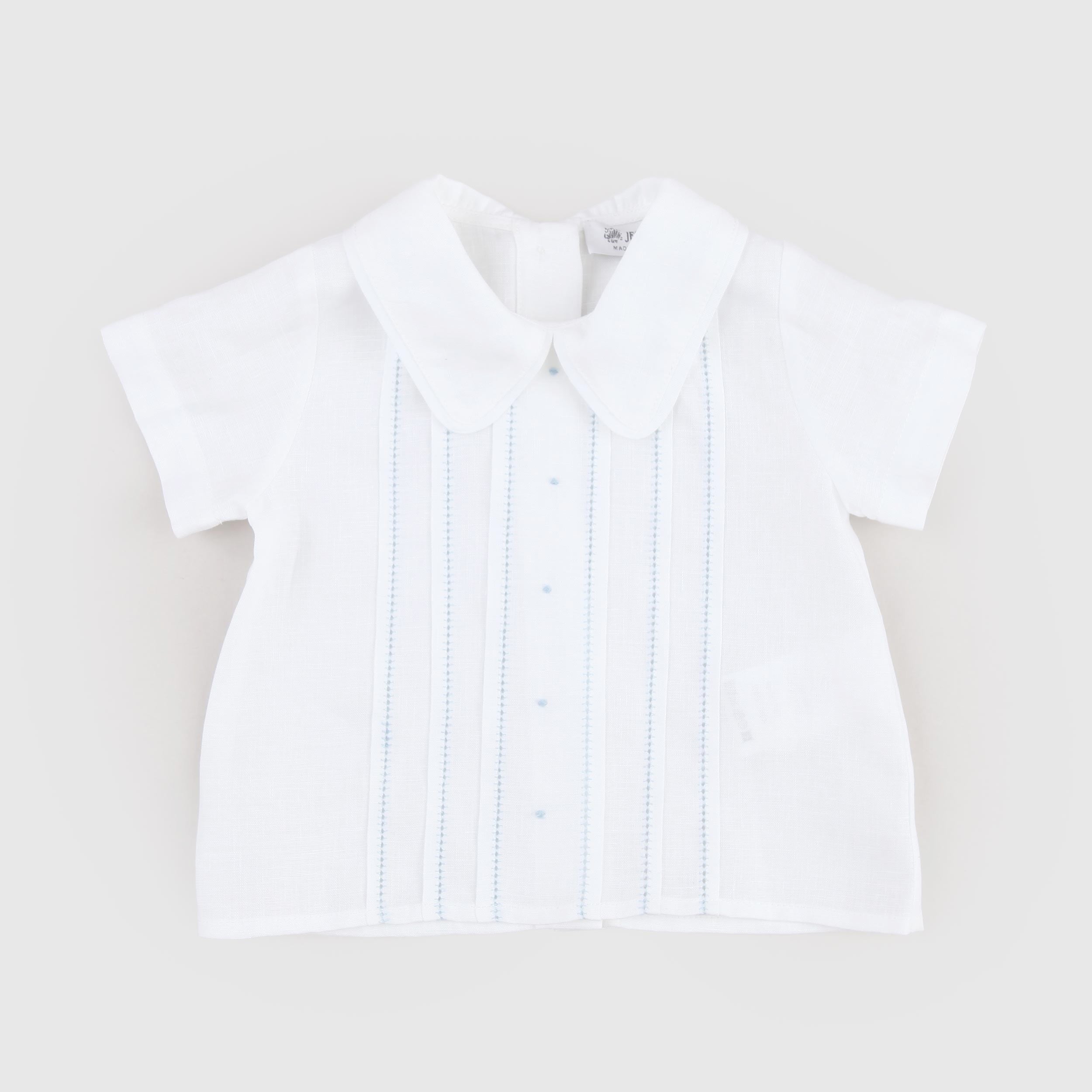 Camicia Bianca con Ricami Celesti Firmata JESURUM