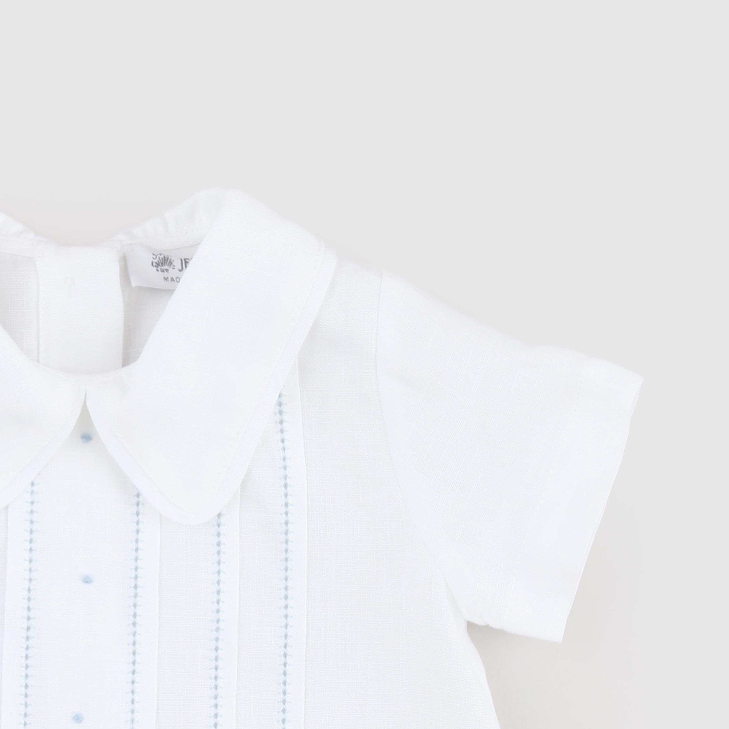 Camicia Bianca con Ricami Celesti Firmata JESURUM