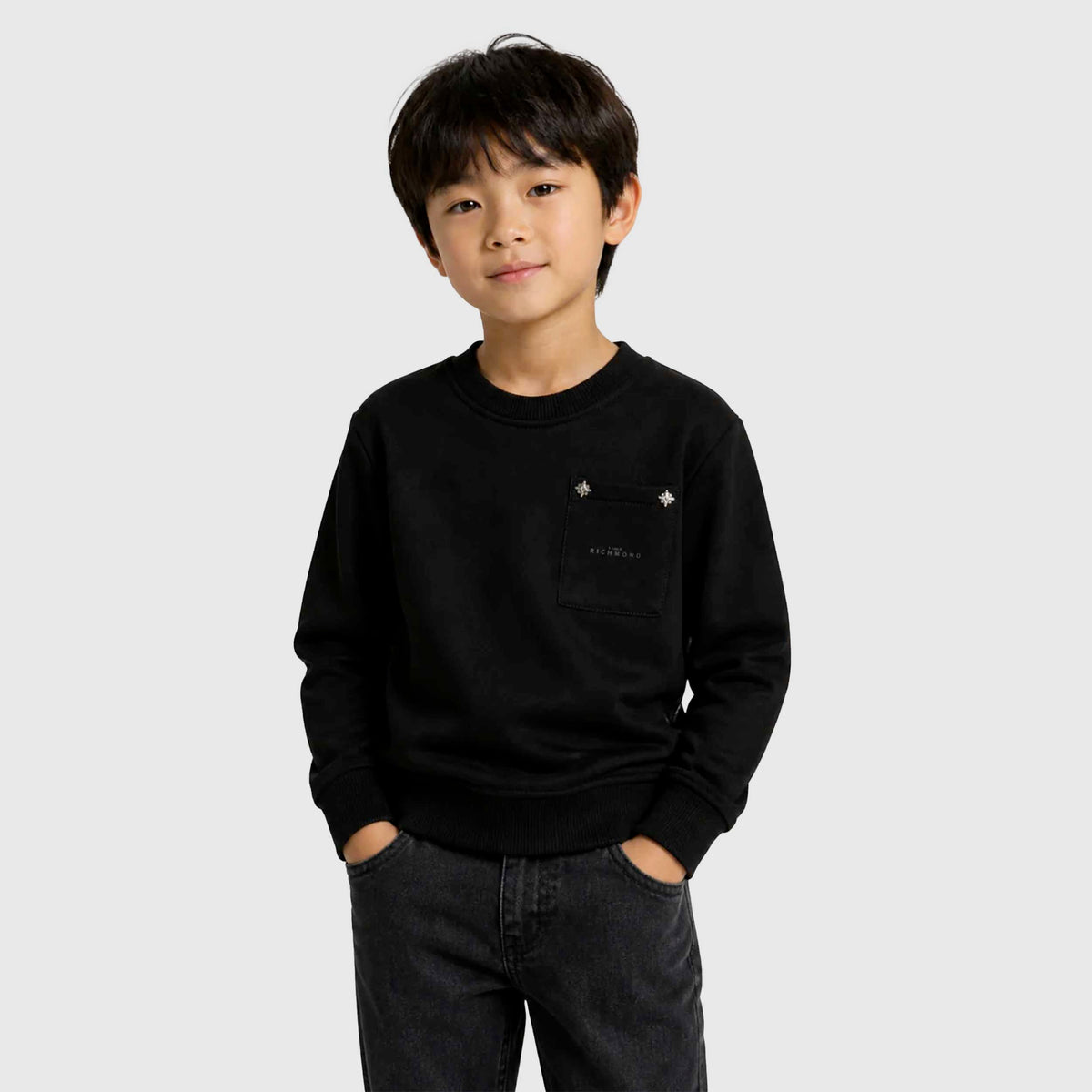 JOHN RICHMOND Boys' Black Chest Pocket Sweatshirt