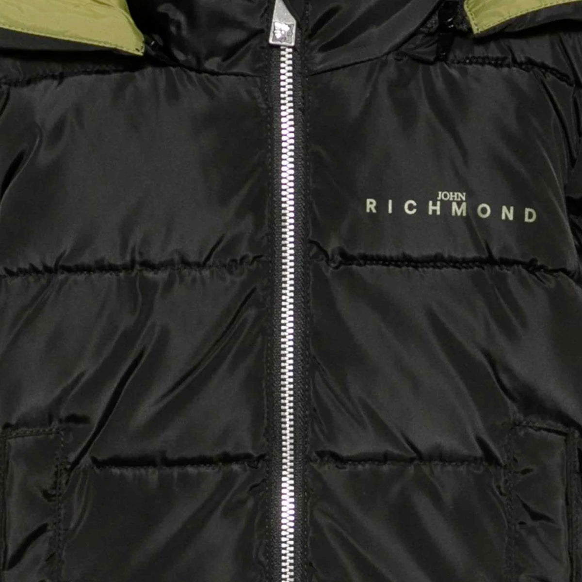 JOHN RICHMOND Black Jacket with Green Logo Print for Newborns