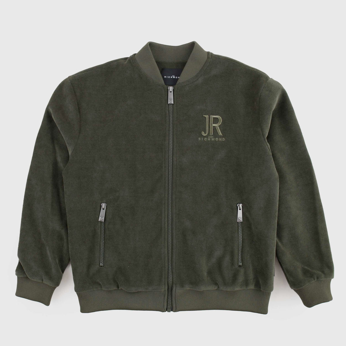 Felpa Verde Oliva in Velluto con Logo per Ragazzo JOHN RICHMOND