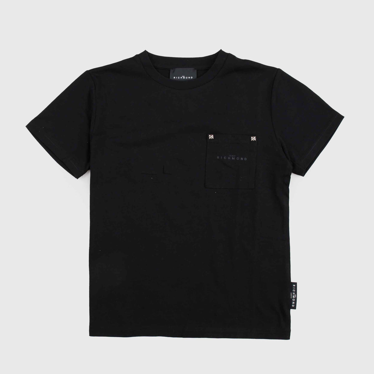 JOHN RICHMOND Black Cotton T-Shirt with Pocket for Boys