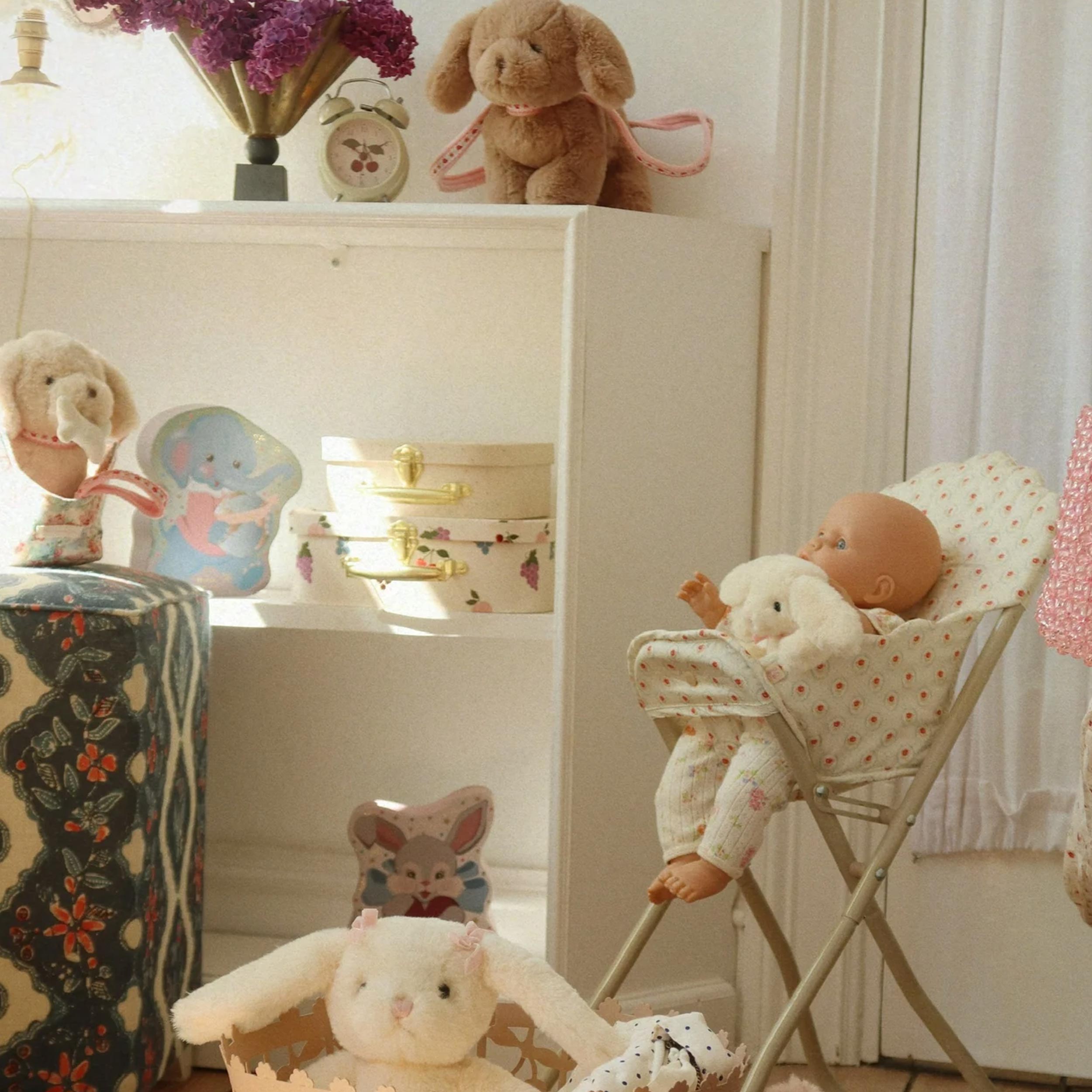 Beige Alarm Clock with Cherry Print by KONGES SLOJD