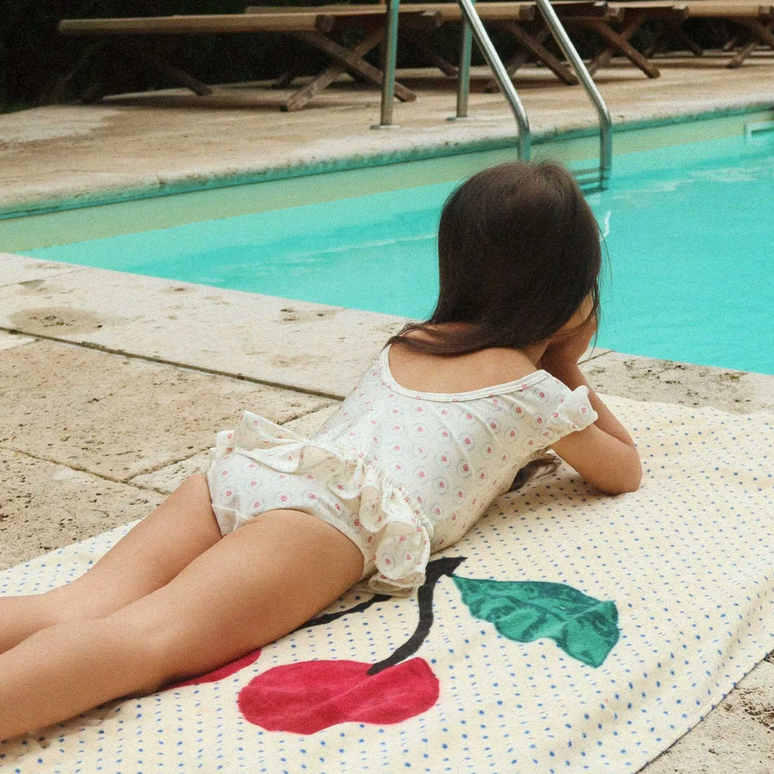 Telo Mare Color Crema e Pois Blu Firmato KONGES SLOJD