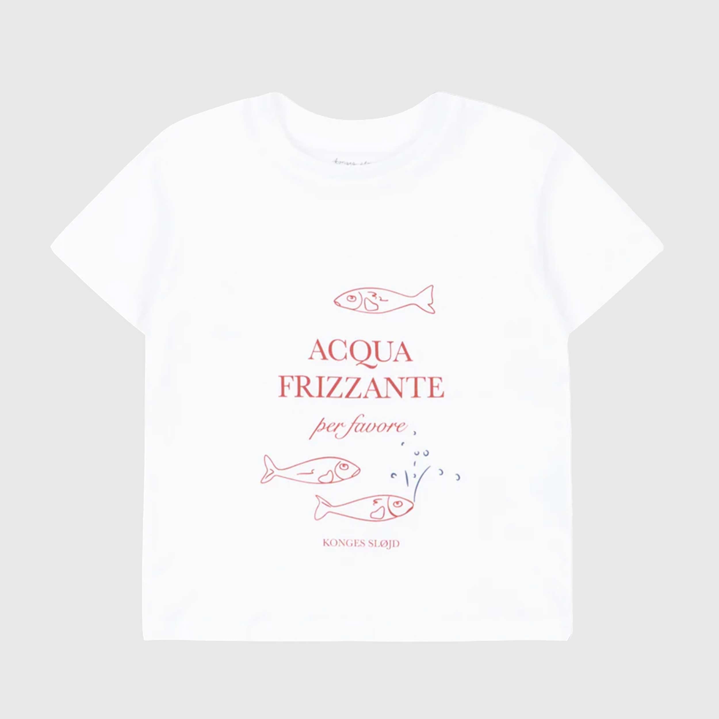 T-shirt Bianca con Bottoni sulle Spalle Firmata KONGES SLOJD