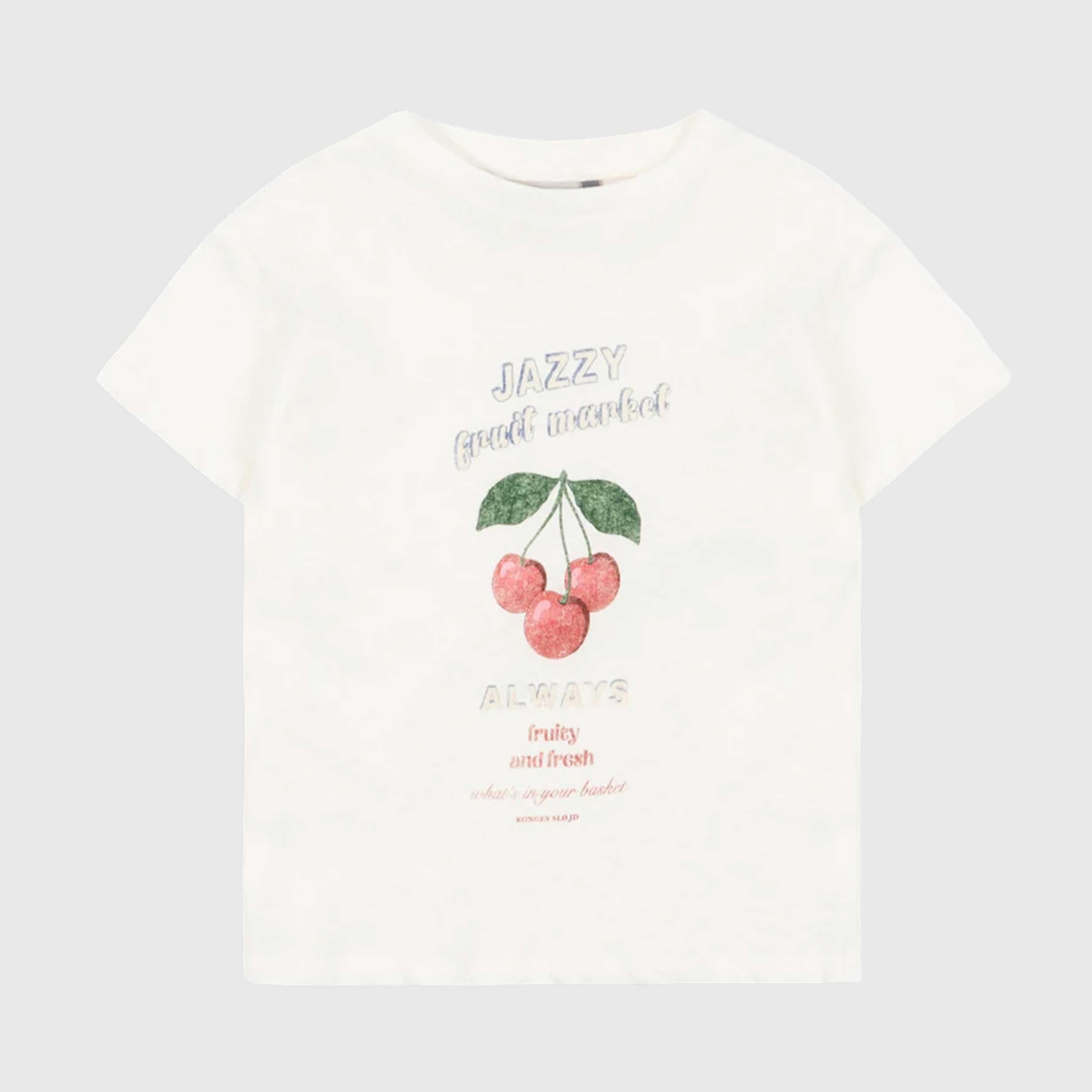 T-shirt Bianco con Stampa Colorata Firmata KONGES SLOJD