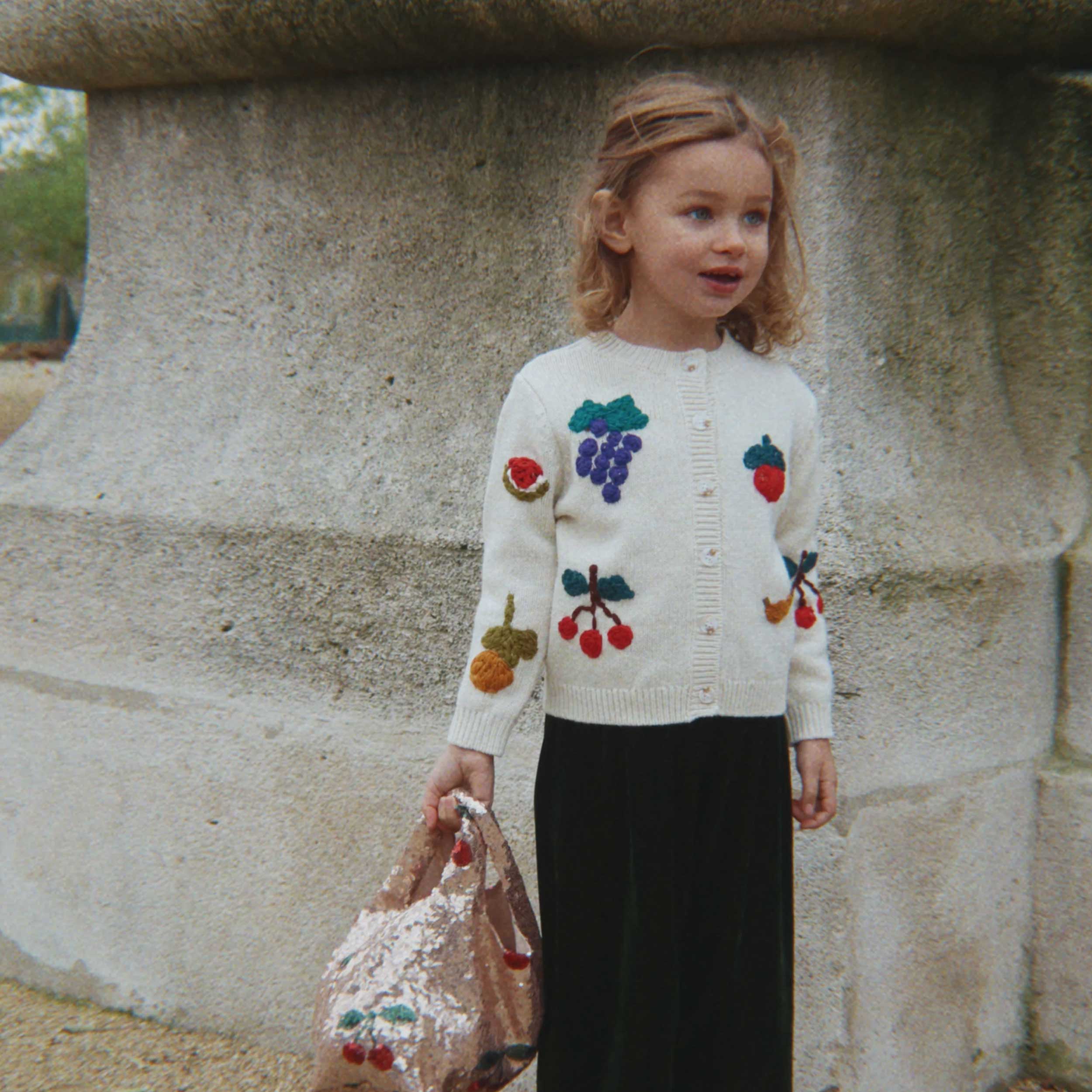 Cardigan con Ricami Colorati per Bambina by KONGES SLOJD