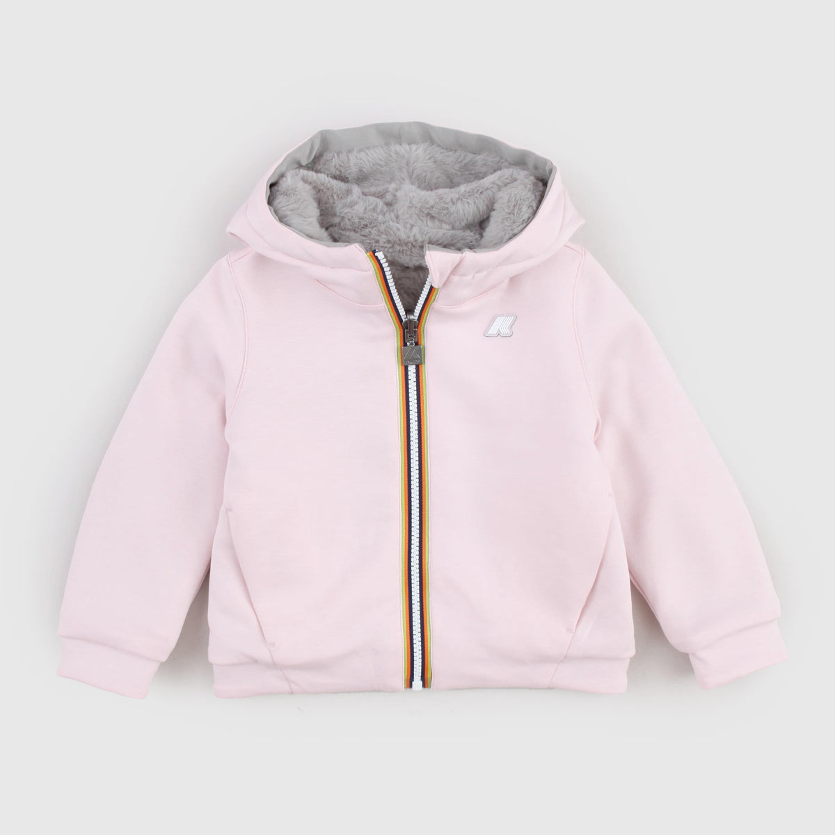 Pink Sweatshirt in Technical Fabric Lined in Fur by K-WAY