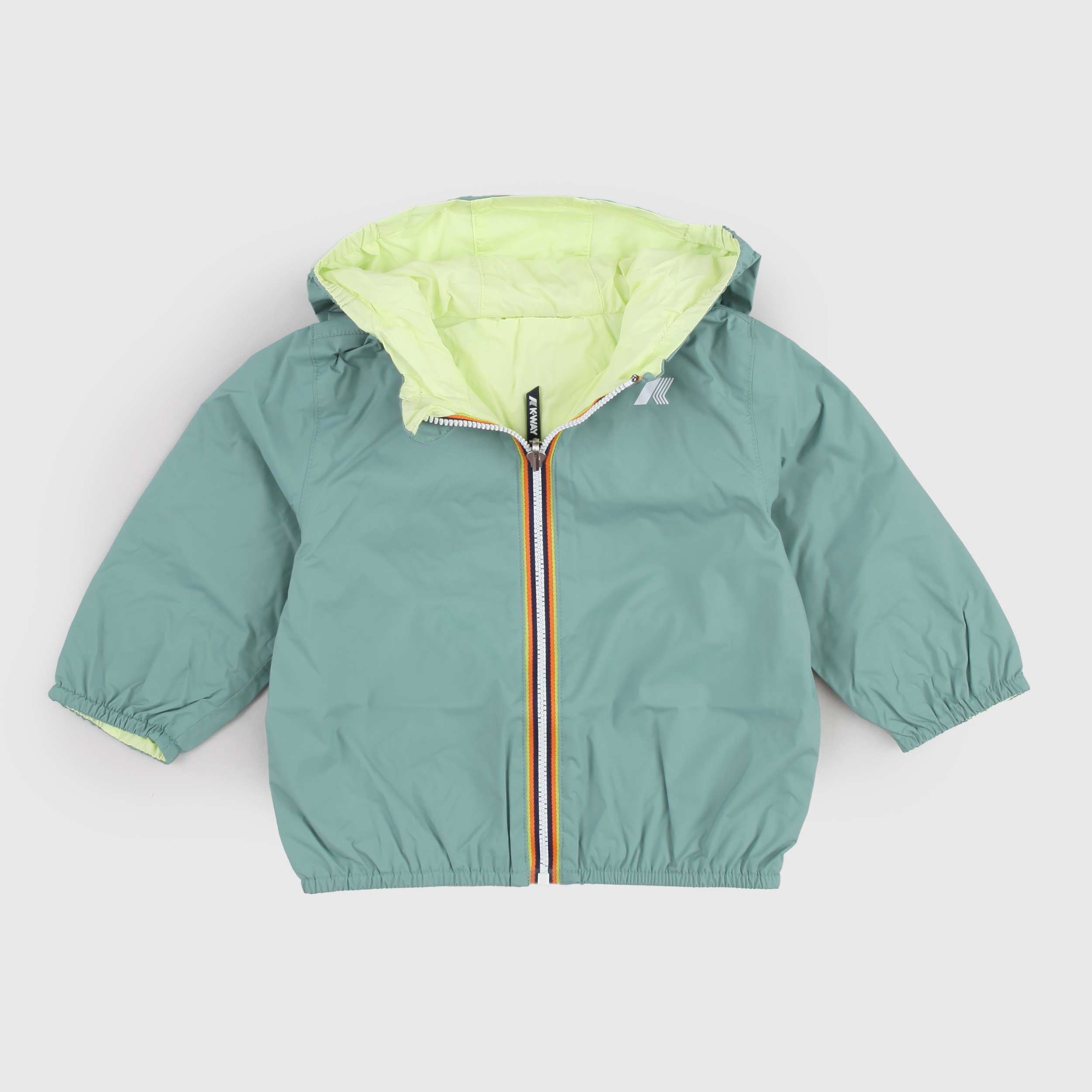 Giubbino E Plus 2 Reversibile Giallo e Verde Firmato K-WAY