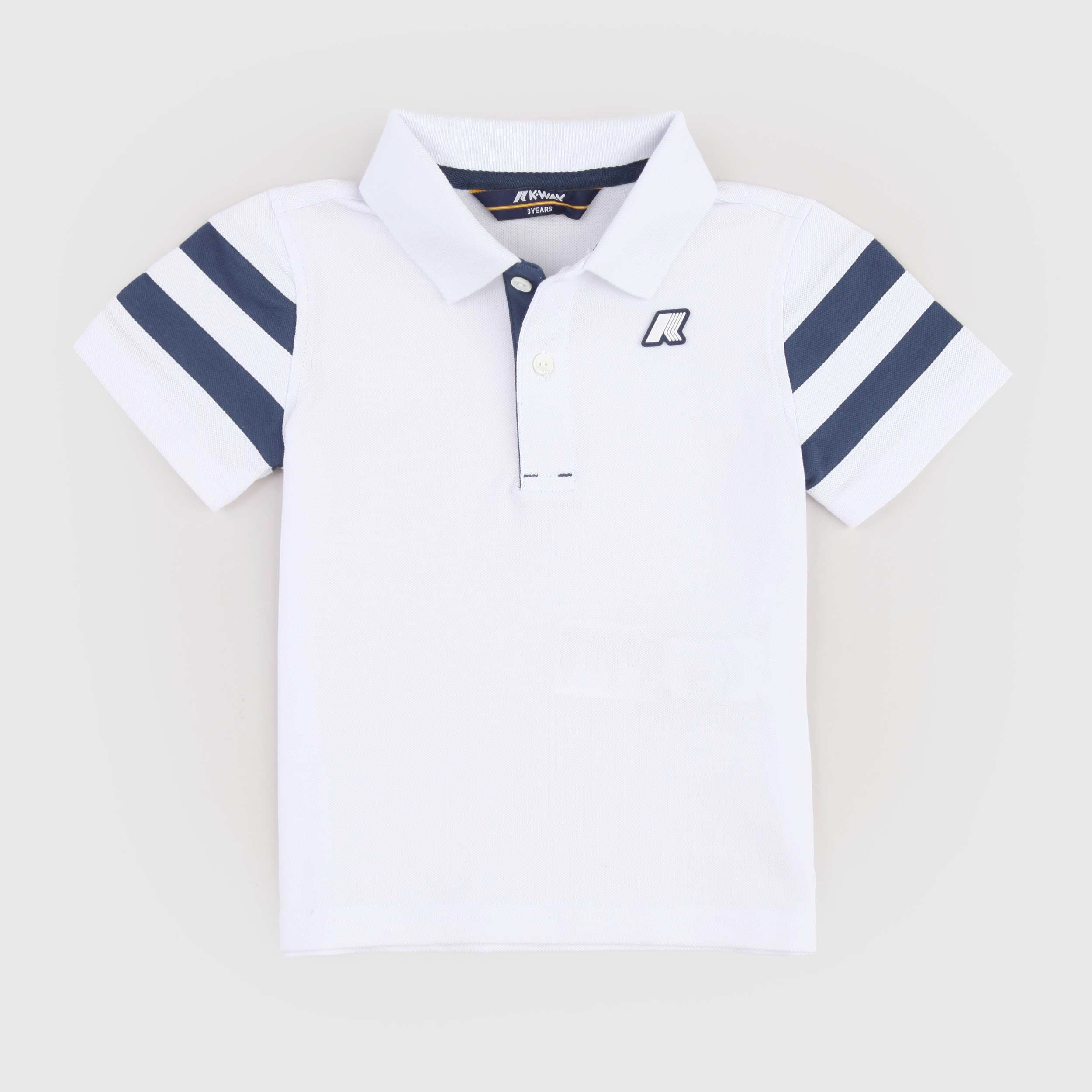 Polo Bianca con Righe Blu Firmata K-WAY