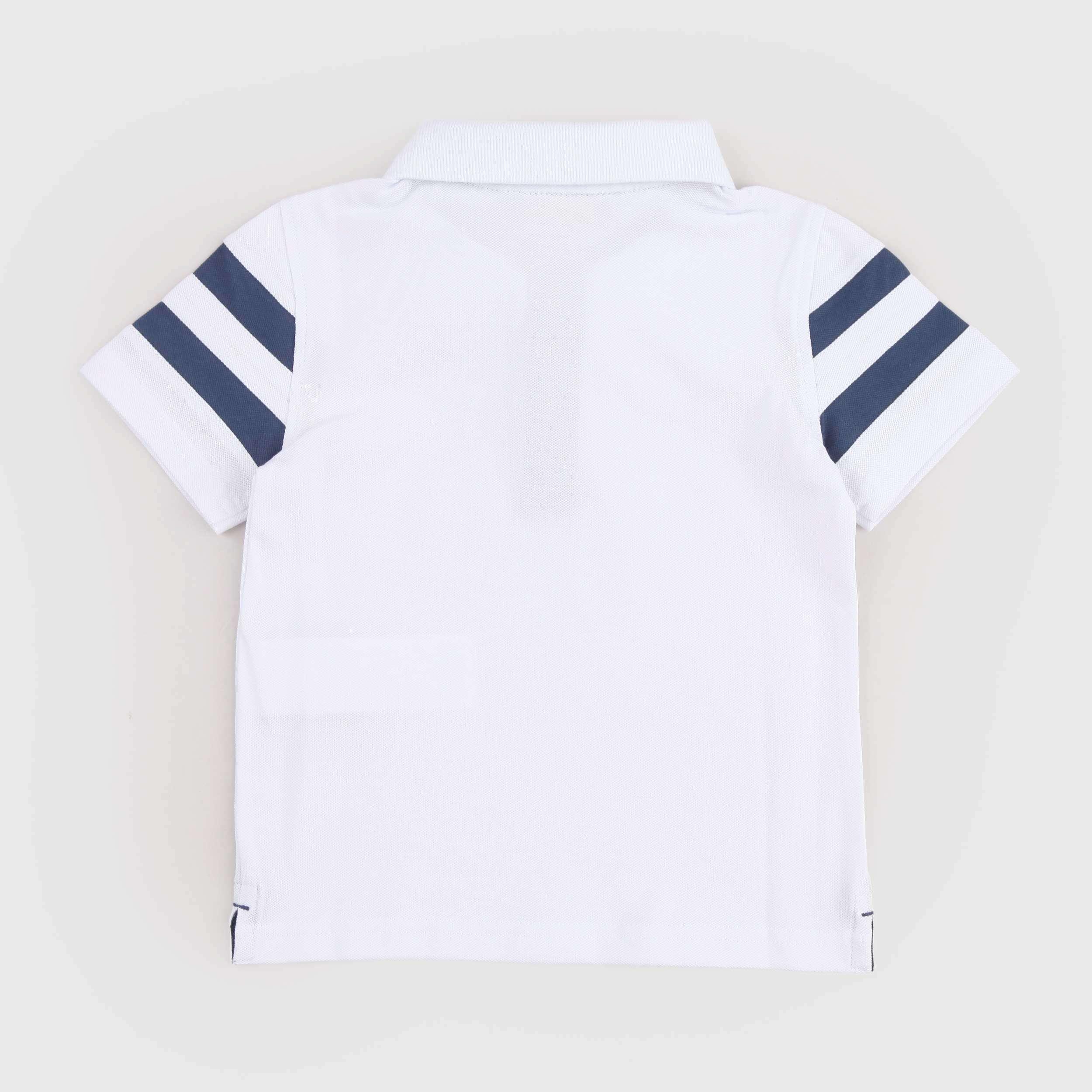 Polo Bianca con Righe Blu Firmata K-WAY