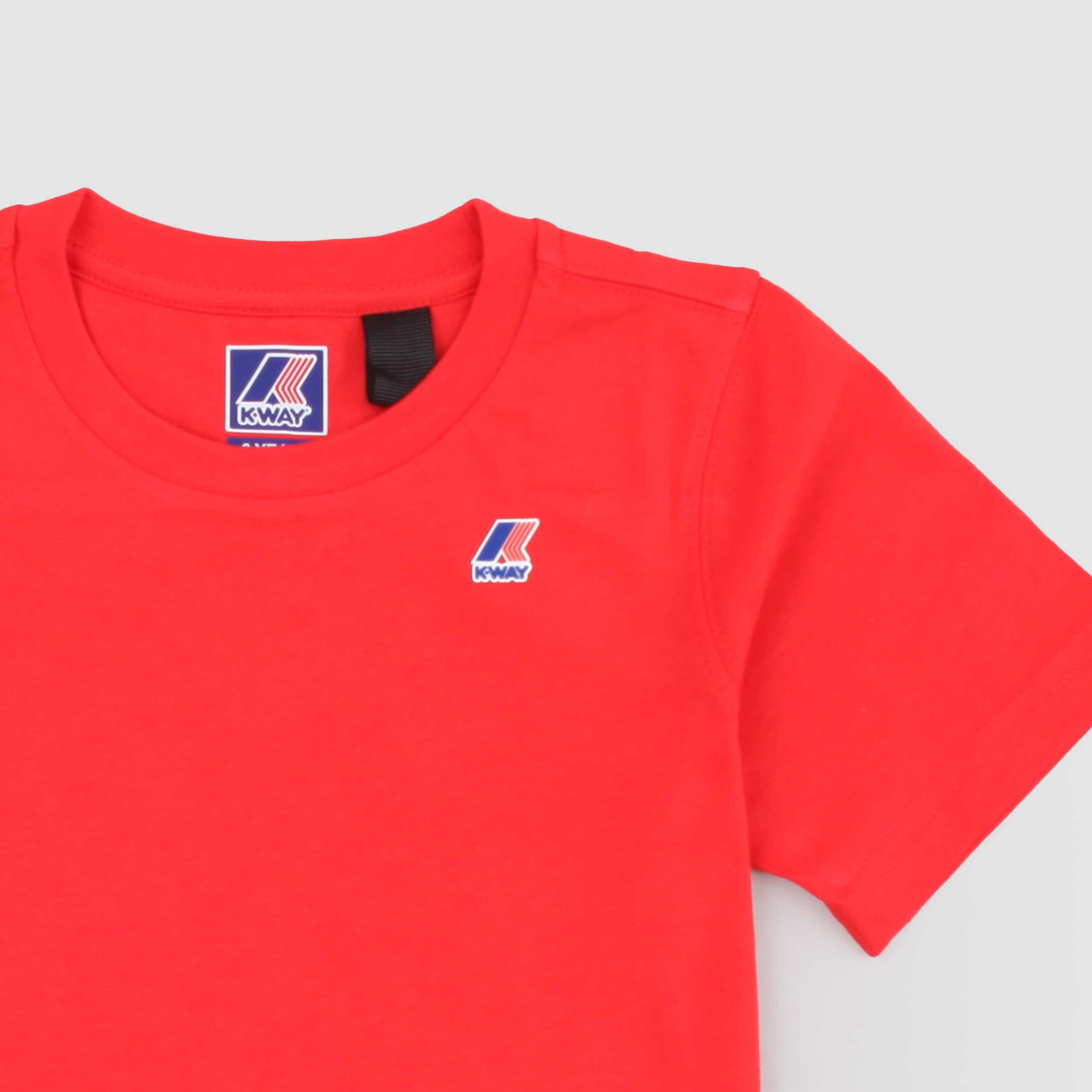 T-shirt Arancio con Targhetta in Gomma Firmata K-WAY