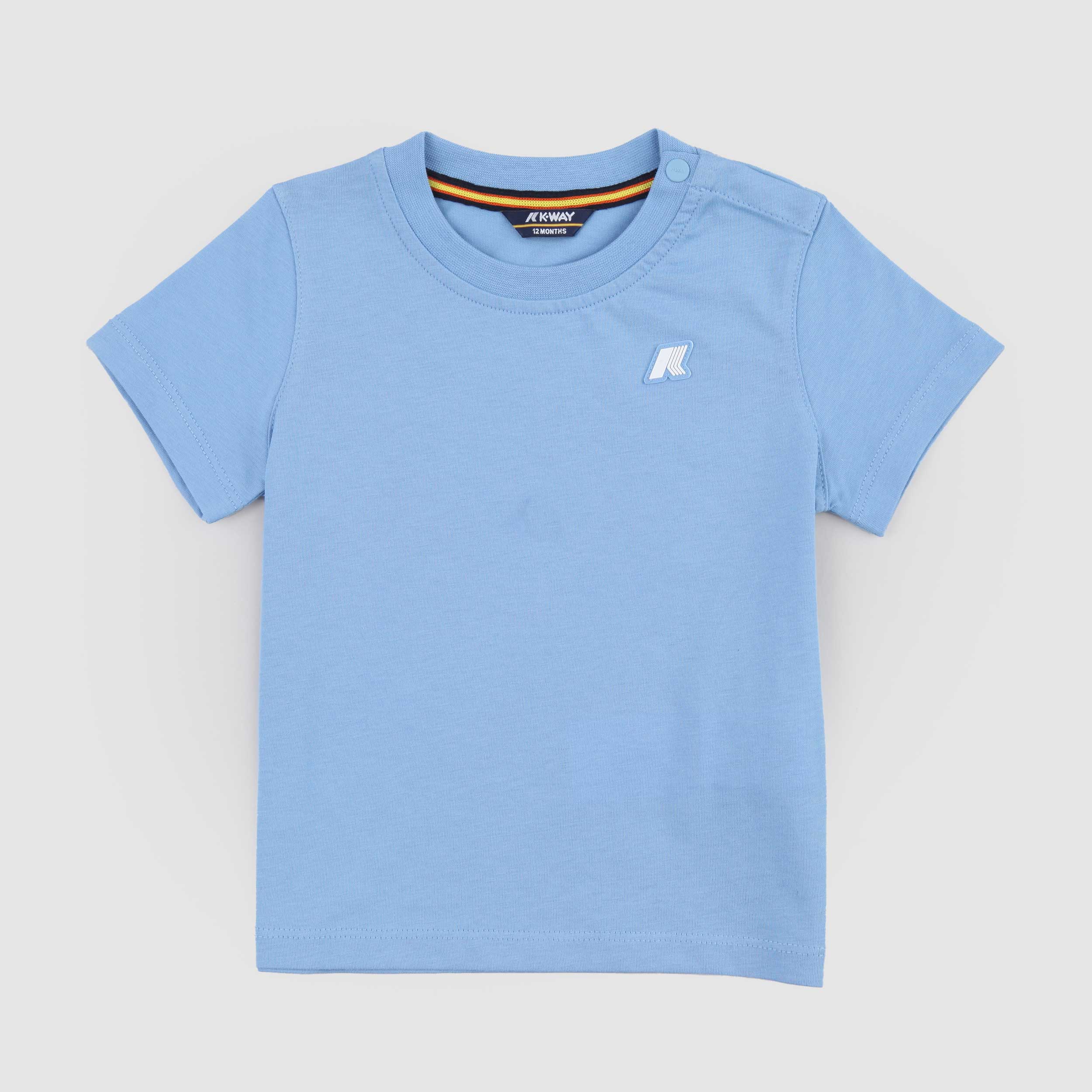 T-shirt Celeste con Apertura sulle Spalle Firmata K-WAY