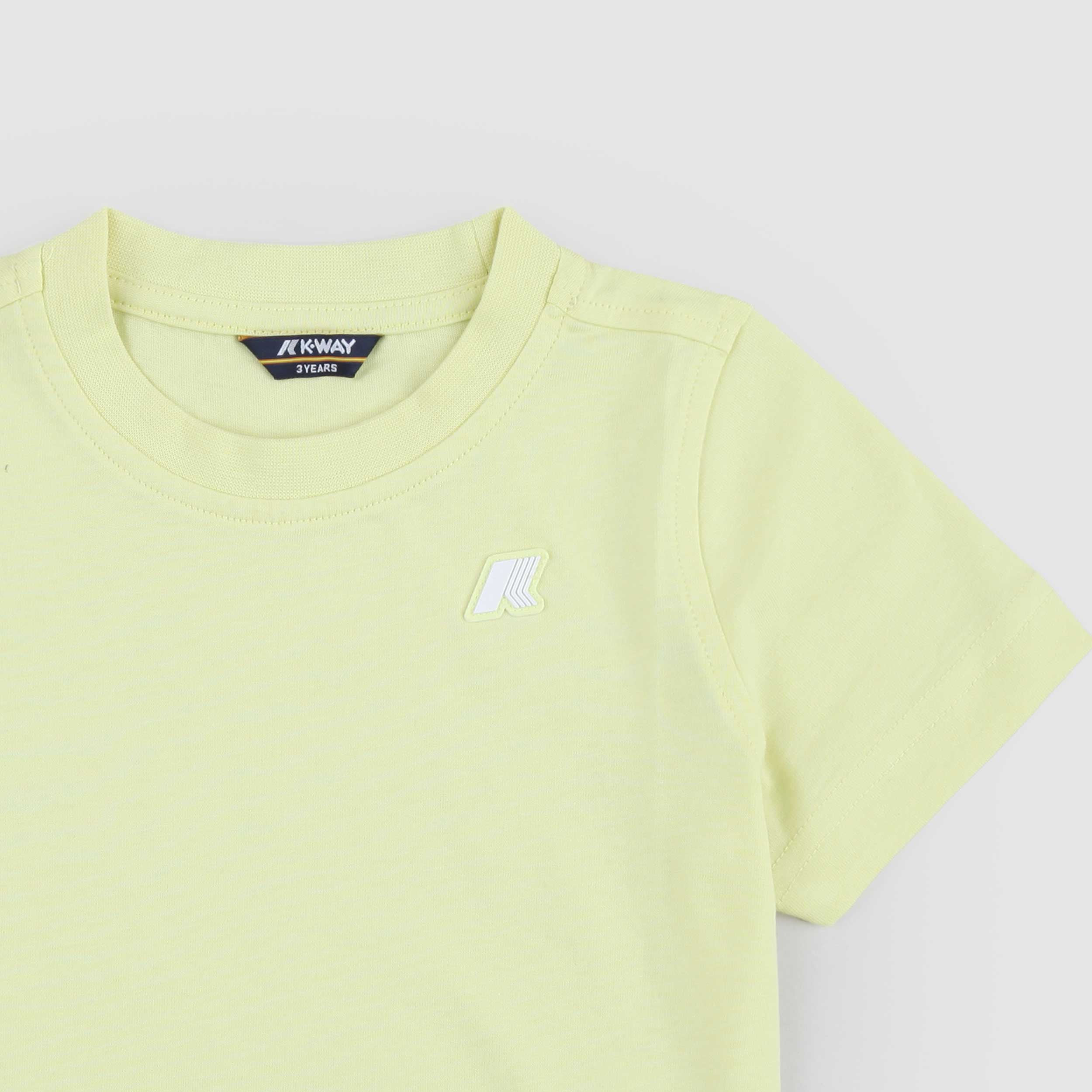 T-shirt Gialla con Stemma Gommato Firmata K-WAY