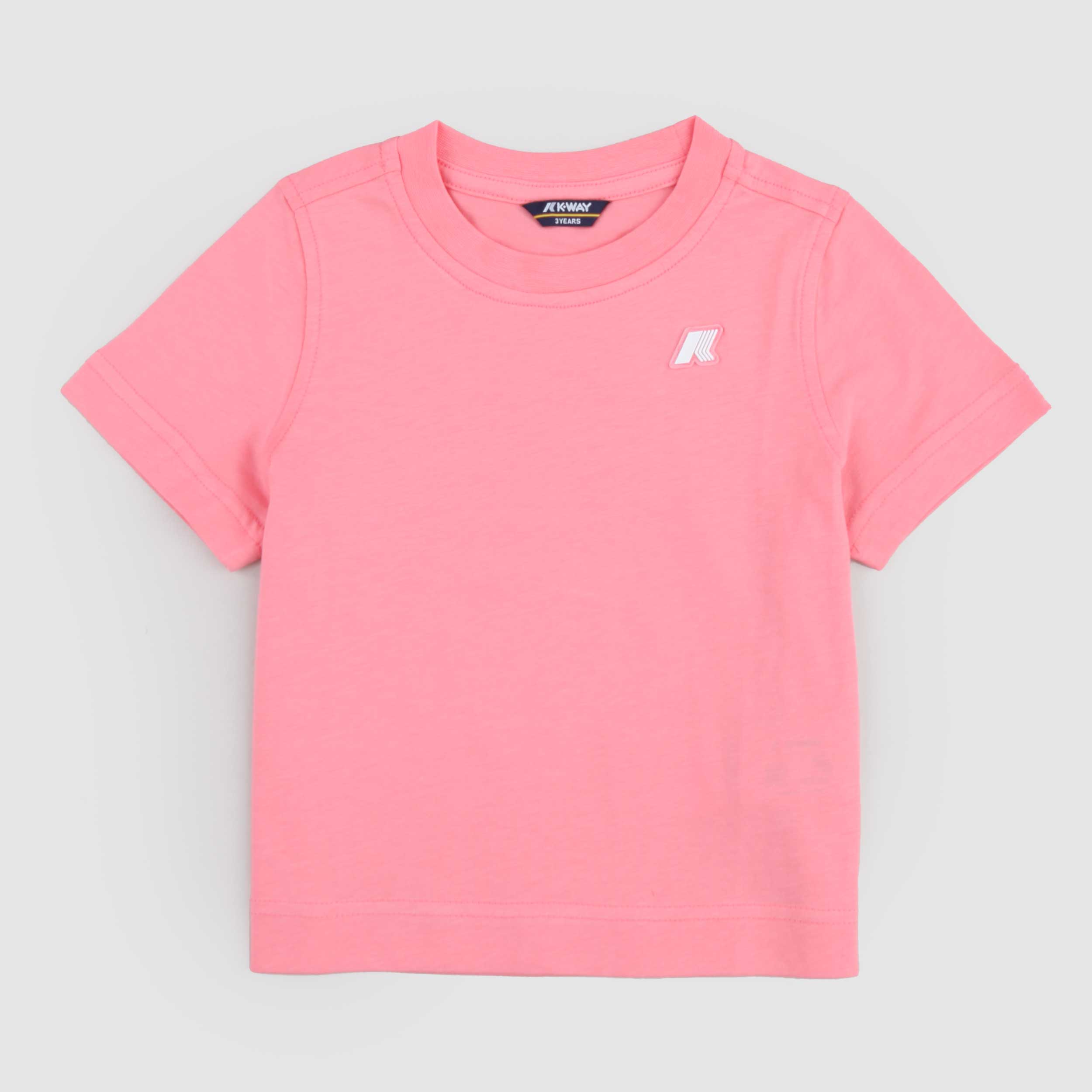 T-shirt Corallo con Stemma Gommato Firmata K-WAY