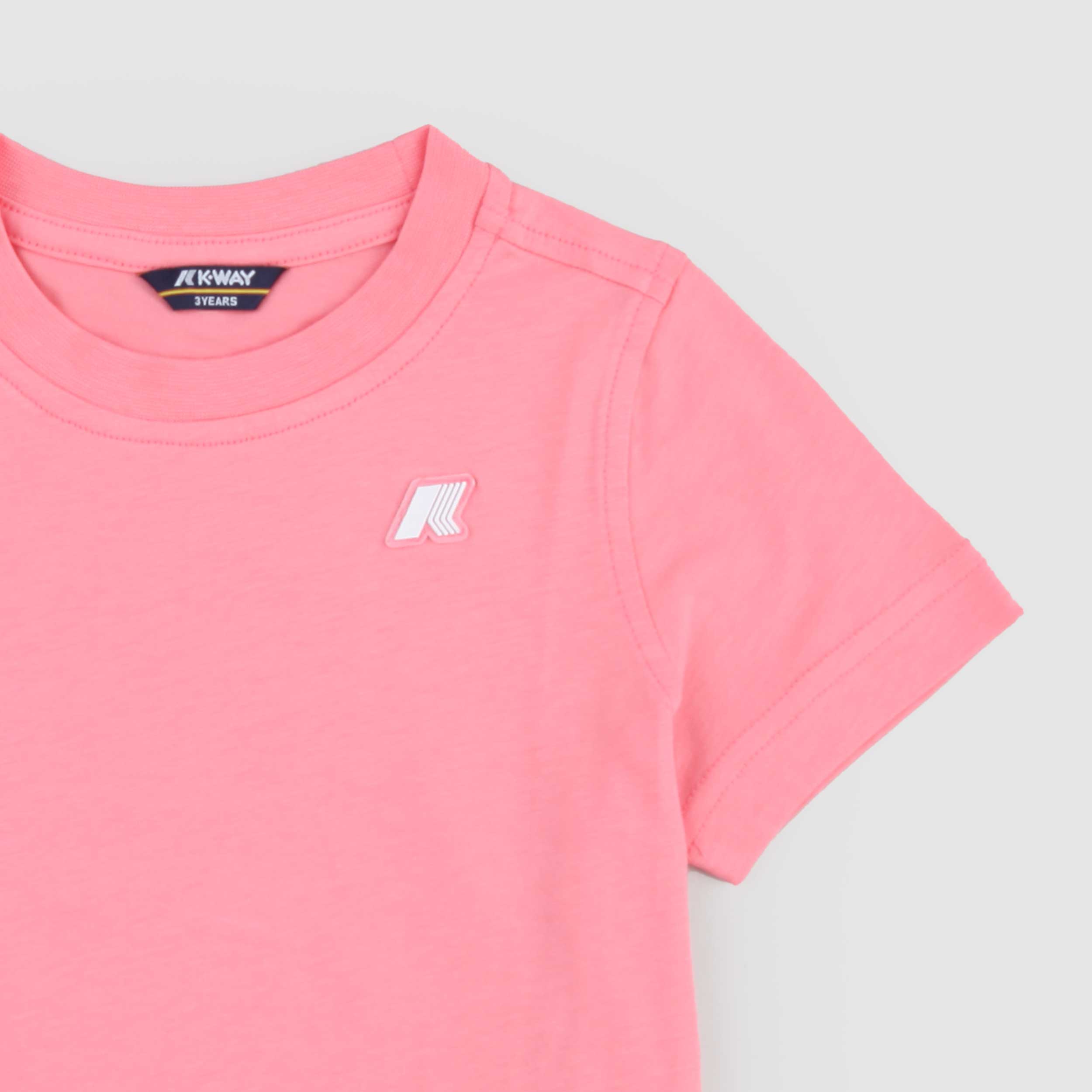 T-shirt Corallo con Stemma Gommato Firmata K-WAY