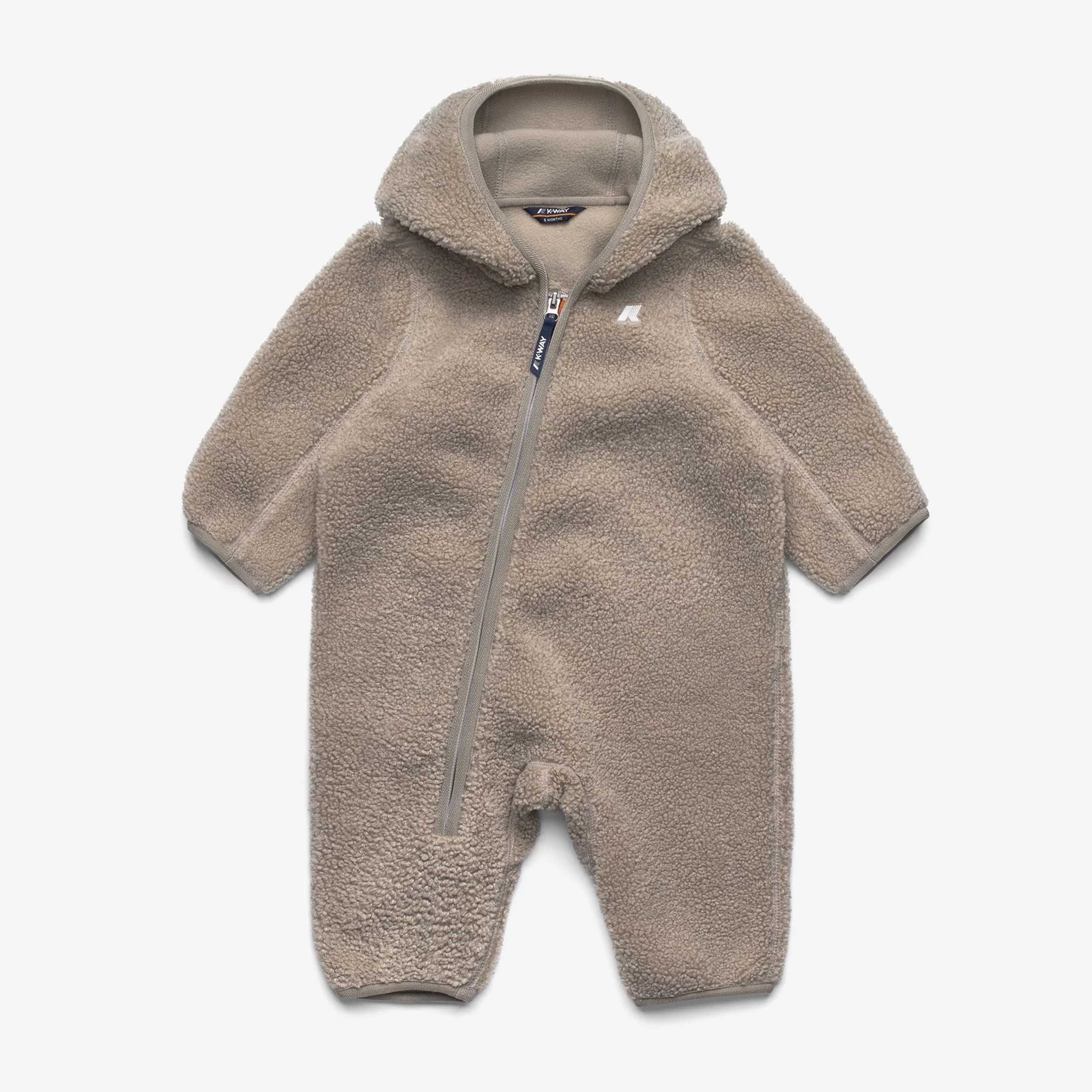 Tuta Beige E. Jannette Polar in Tessuto Sherpa per Neonato by K-WAY