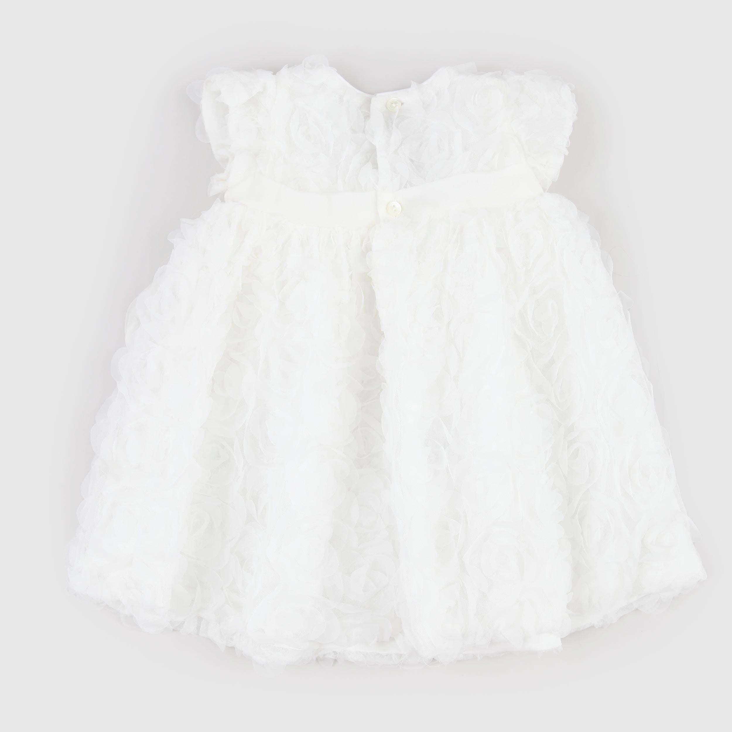 Abito Bianco Lavorato con Rose Firmato LA STUPENDERIA