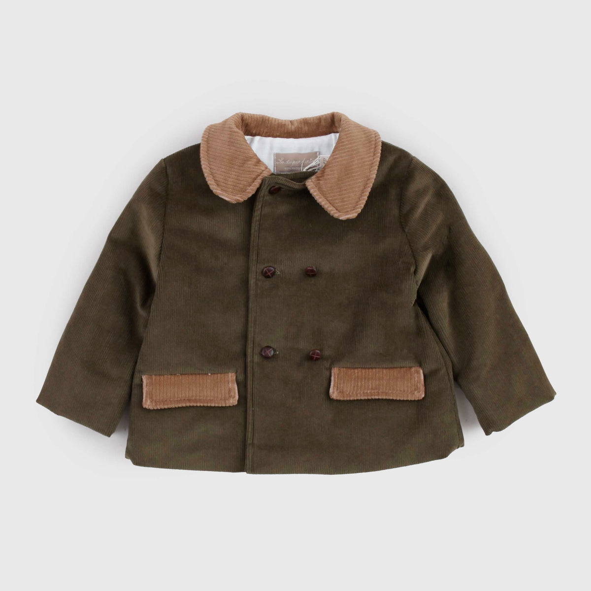 Cappottino Verde con Colletto a Revers per Neonata LA STUPENDERIA