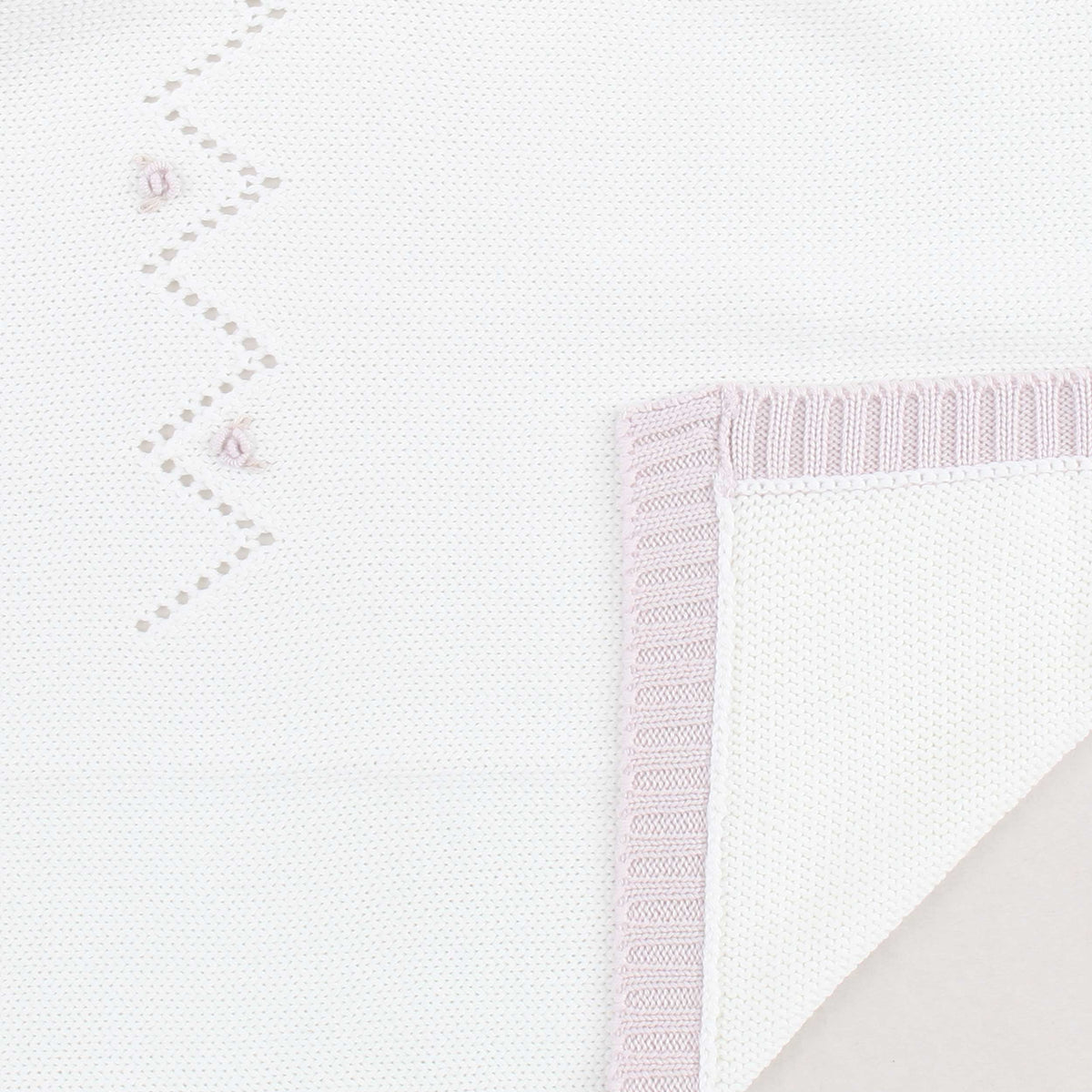Cover Cream with Embroidery and Pink Border for Newborn LA STUPENDERIA