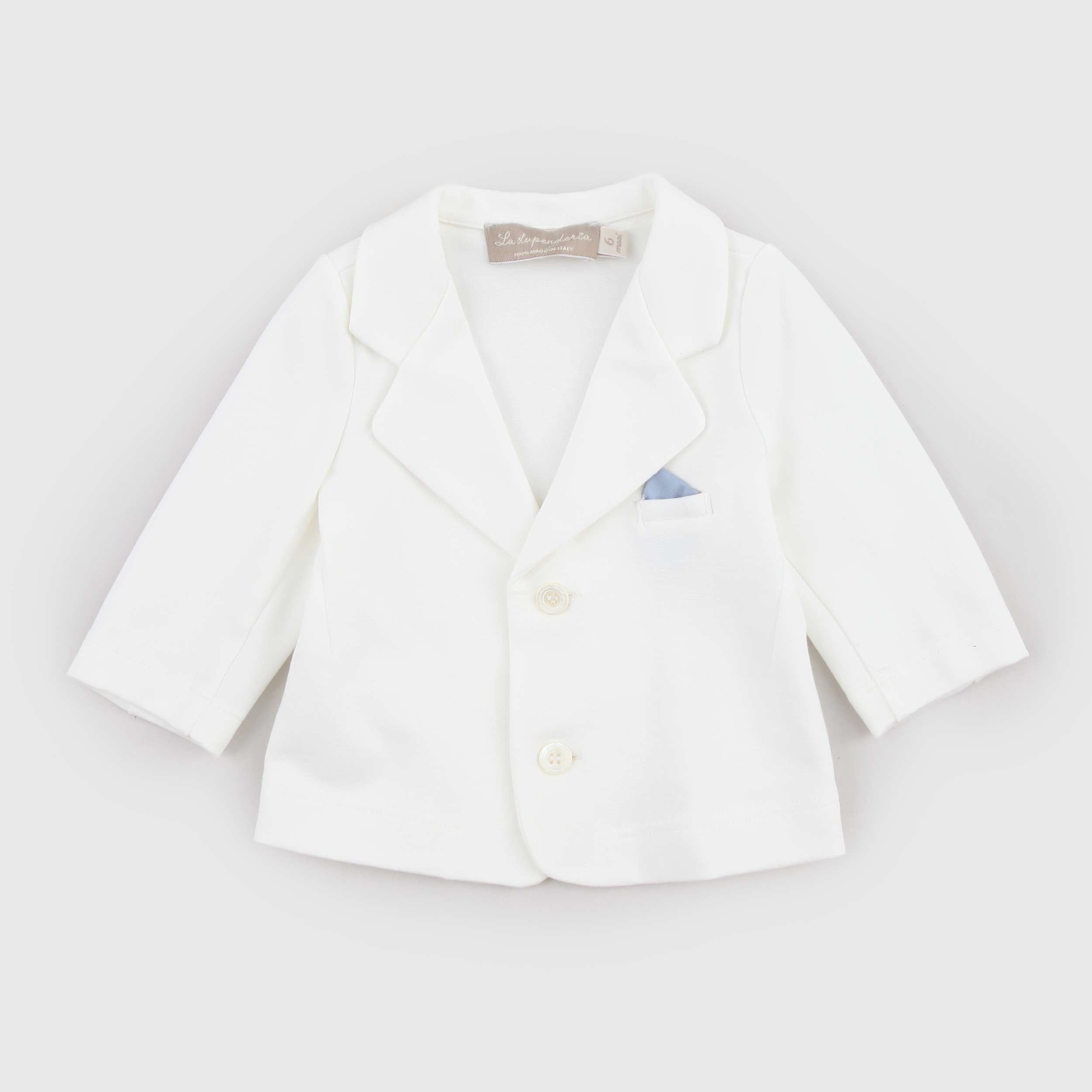 Giacca Latte con Pochette Celeste Firmato LA STUPENDERIA