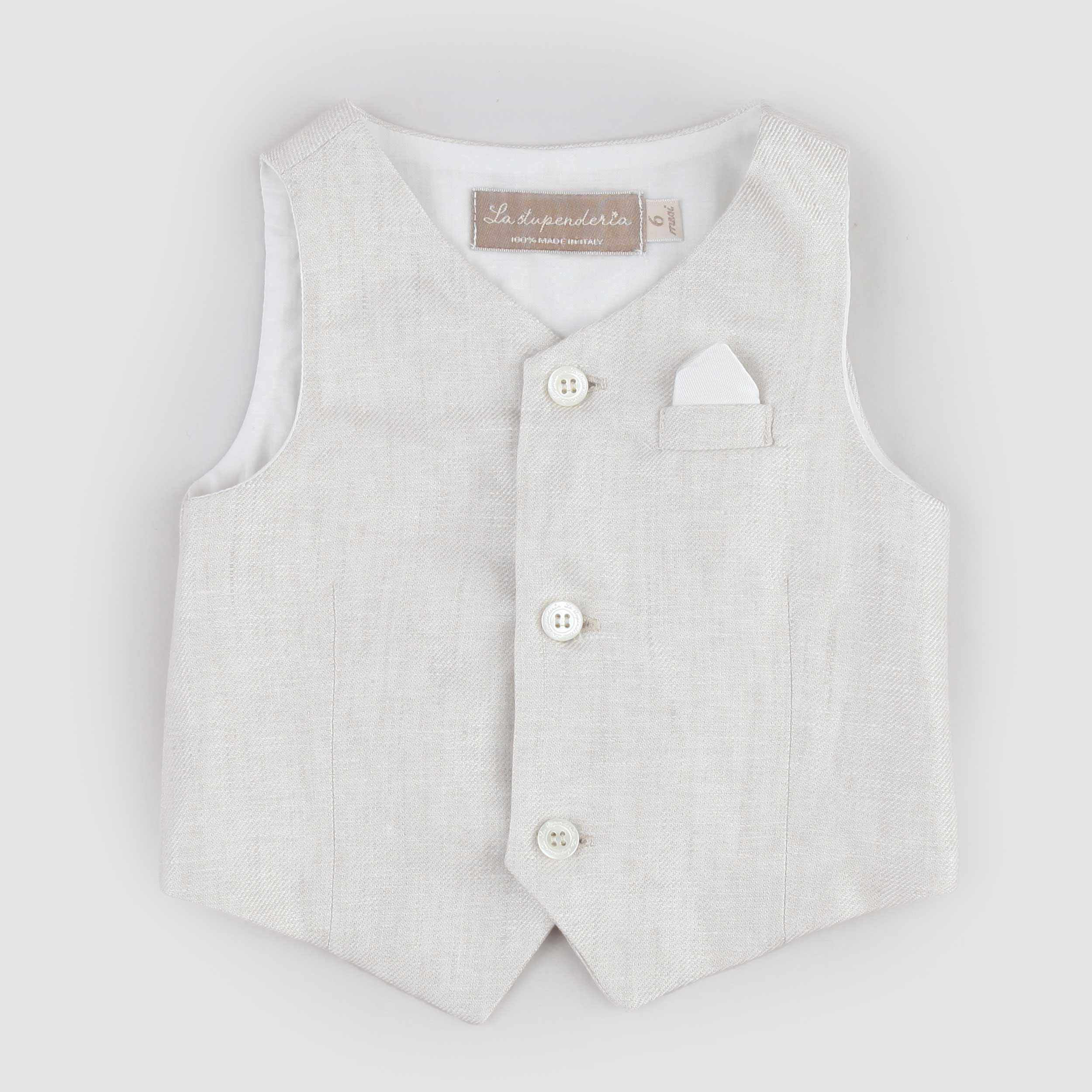 Gilet Beige con Design a V Firmato LA STUPENDERIA