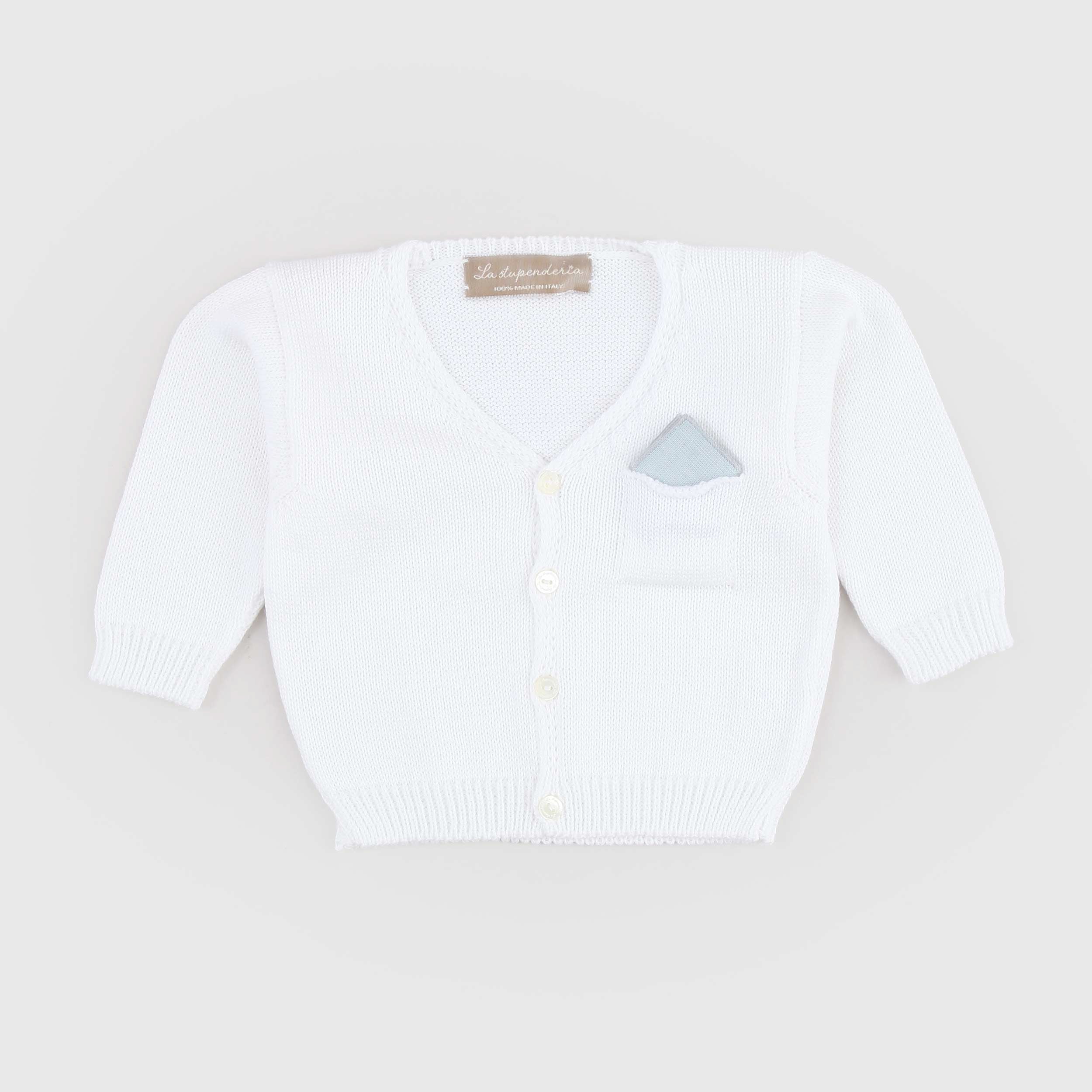 White Cardigan with Neckline Signed LA STUPENDERIA