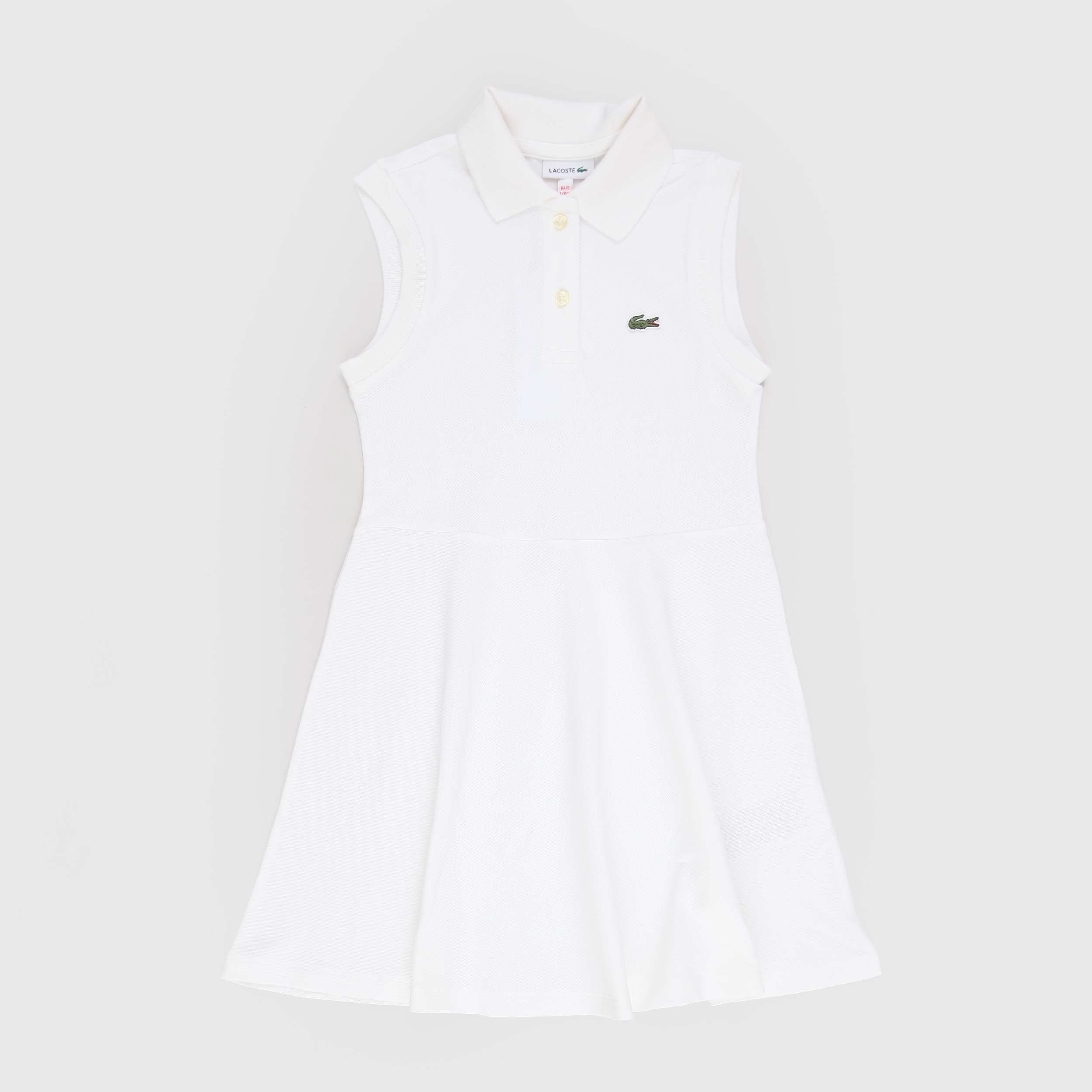 Abito Bianco Modello Polo con Targhetta Firmato LACOSTE