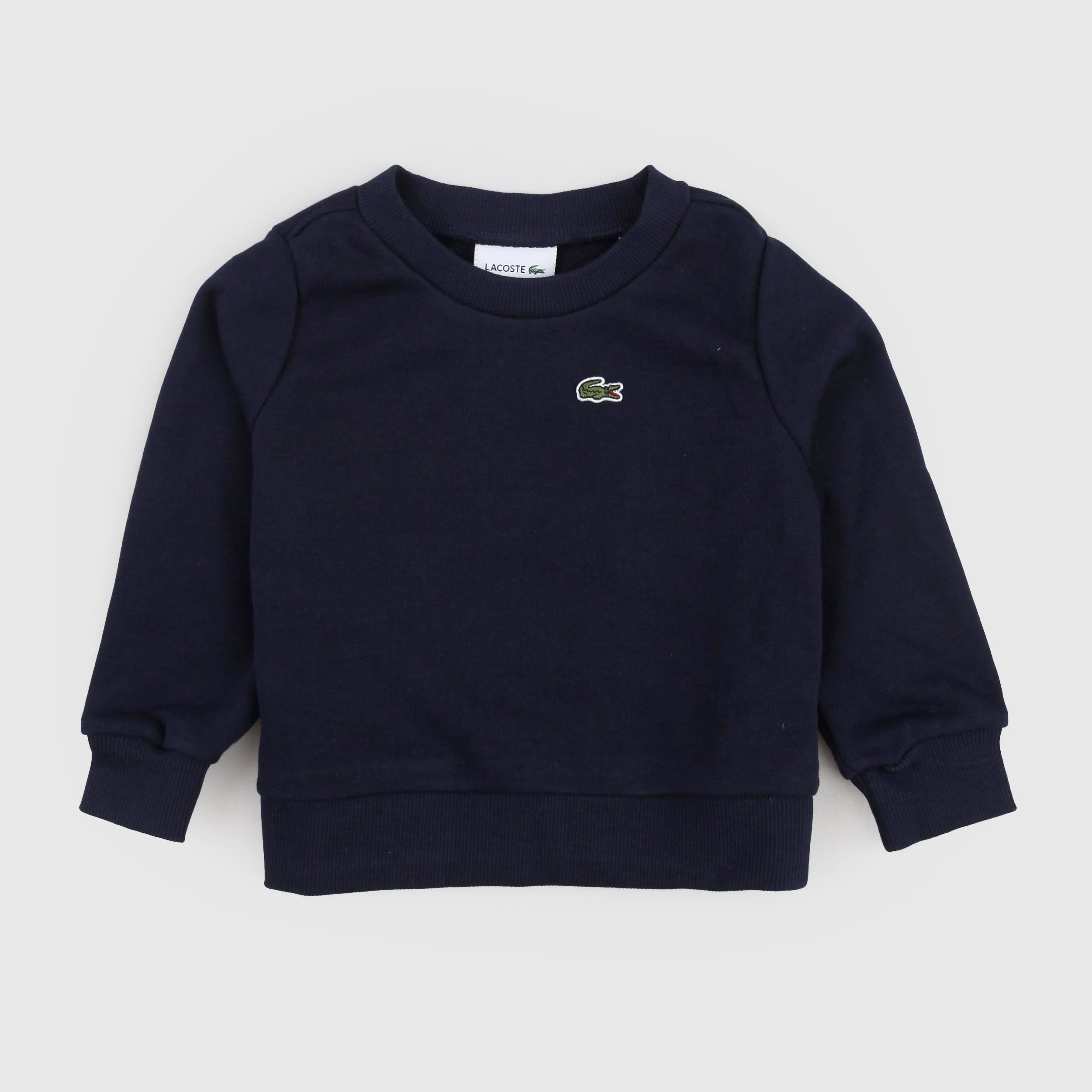 Felpa Blu con Targhetta Verde Firmata LACOSTE