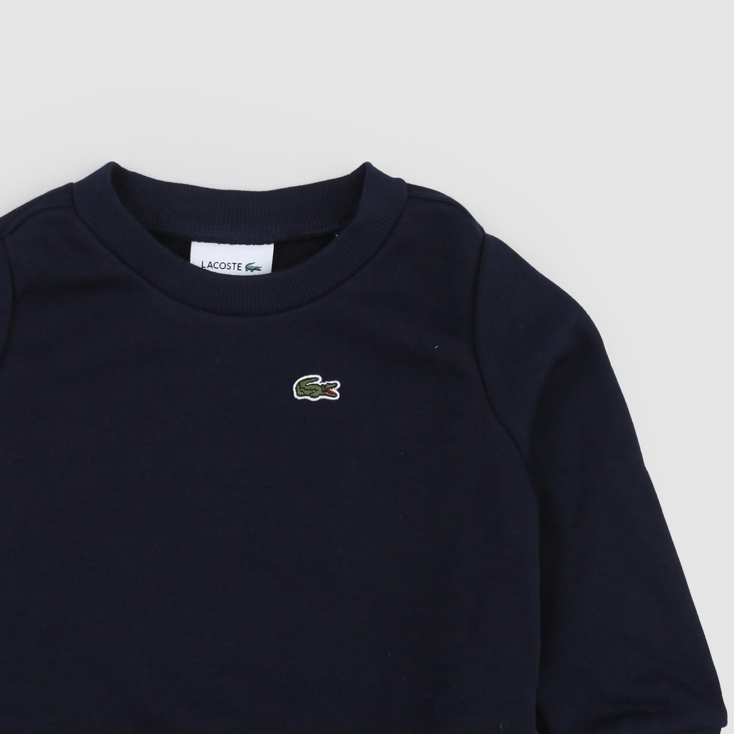 Felpa Blu con Targhetta Verde Firmata LACOSTE