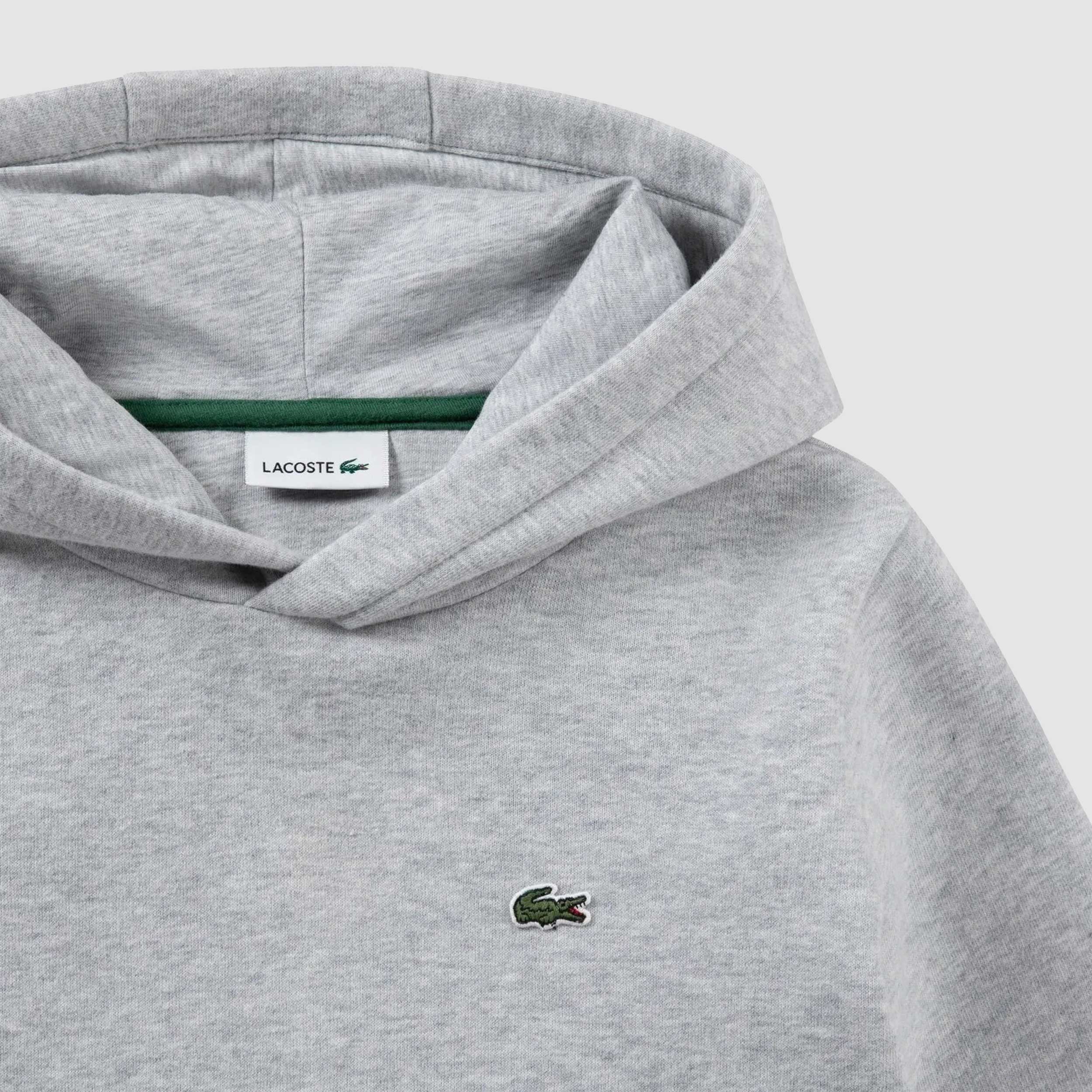 Light Grey Sweatshirt with Hood for Boys Signed LACOSTE