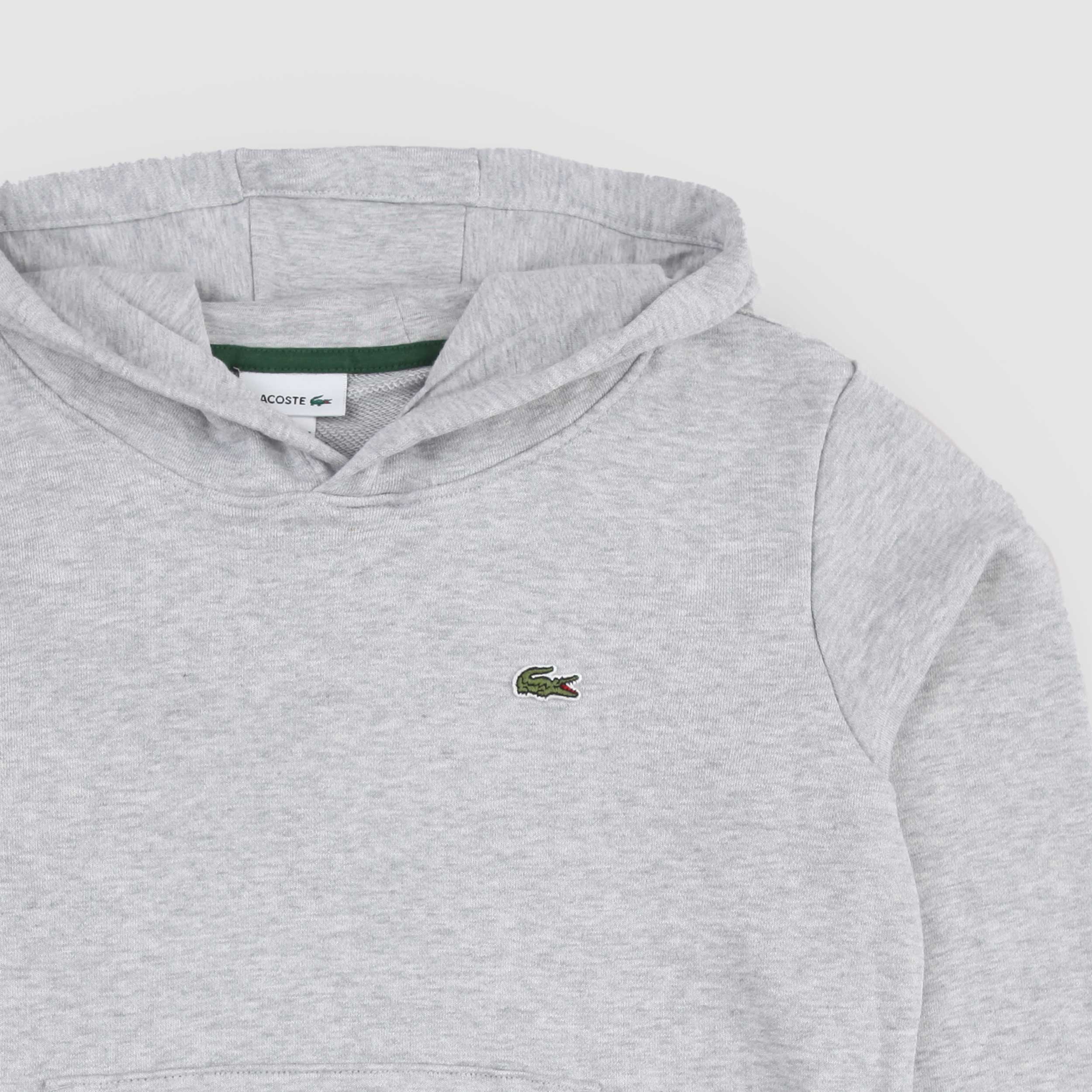 Grey Sweatshirt with Embossed LACOSTE Tag