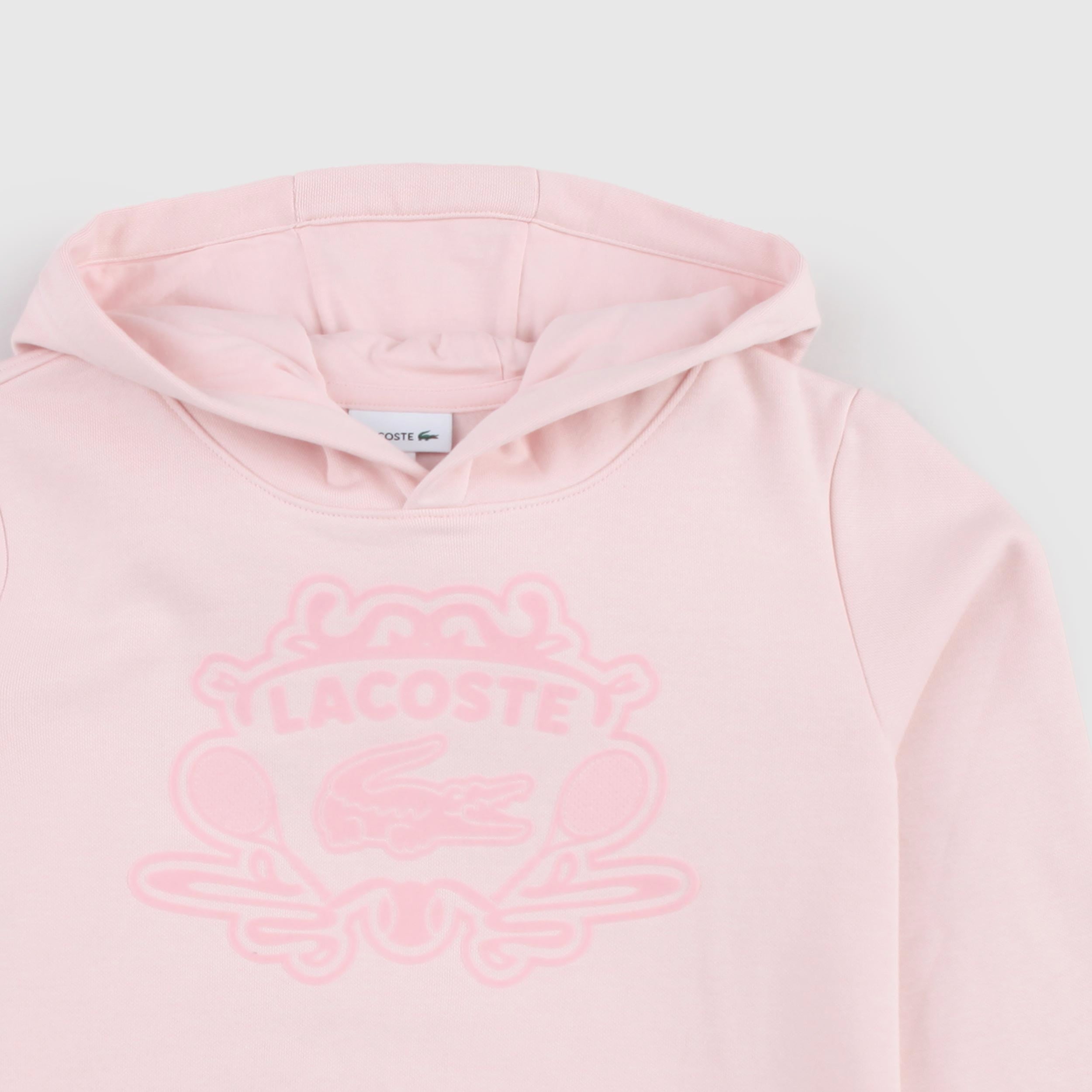 Pink Hooded Sweatshirt for Girl Signed LACOSTE