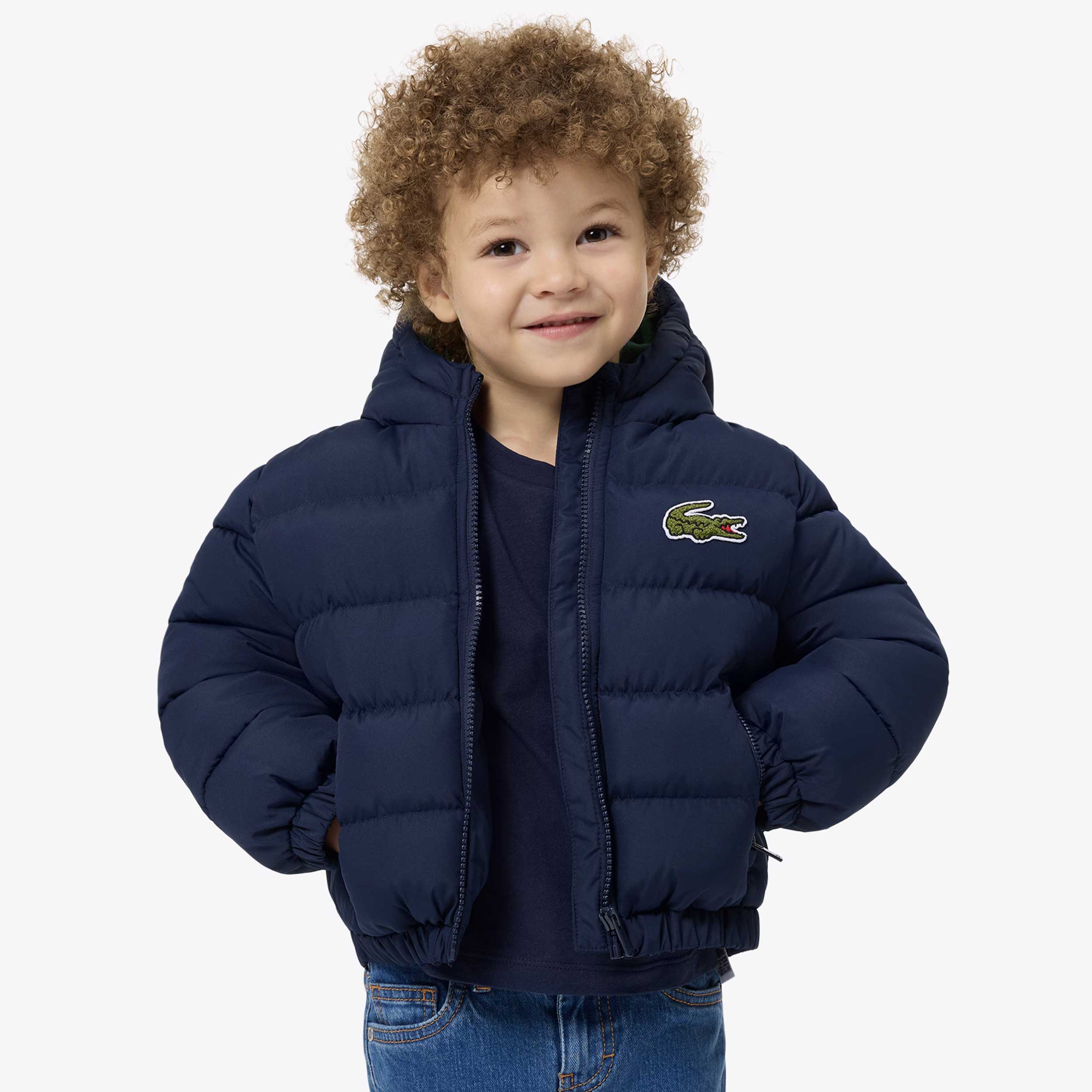 Giubbino Blu con Cappuccio per Bambino Firmato LACOSTE