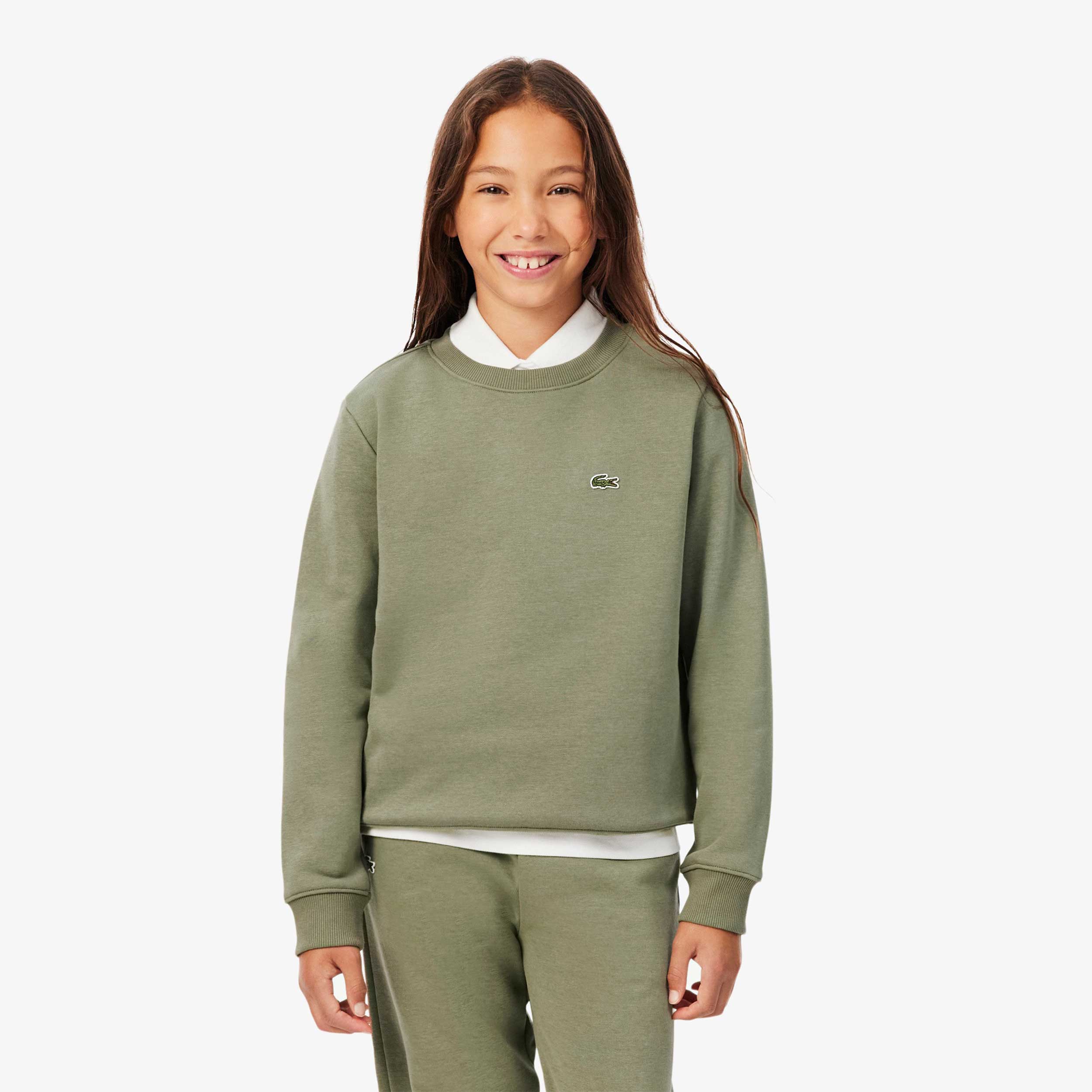 Green Sweatshirt Crew neck for Boys Signed LACOSTE